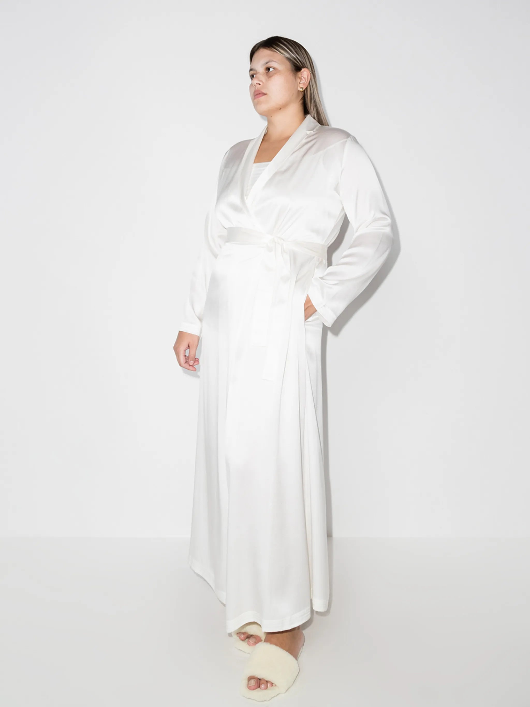 tied waist silk robe