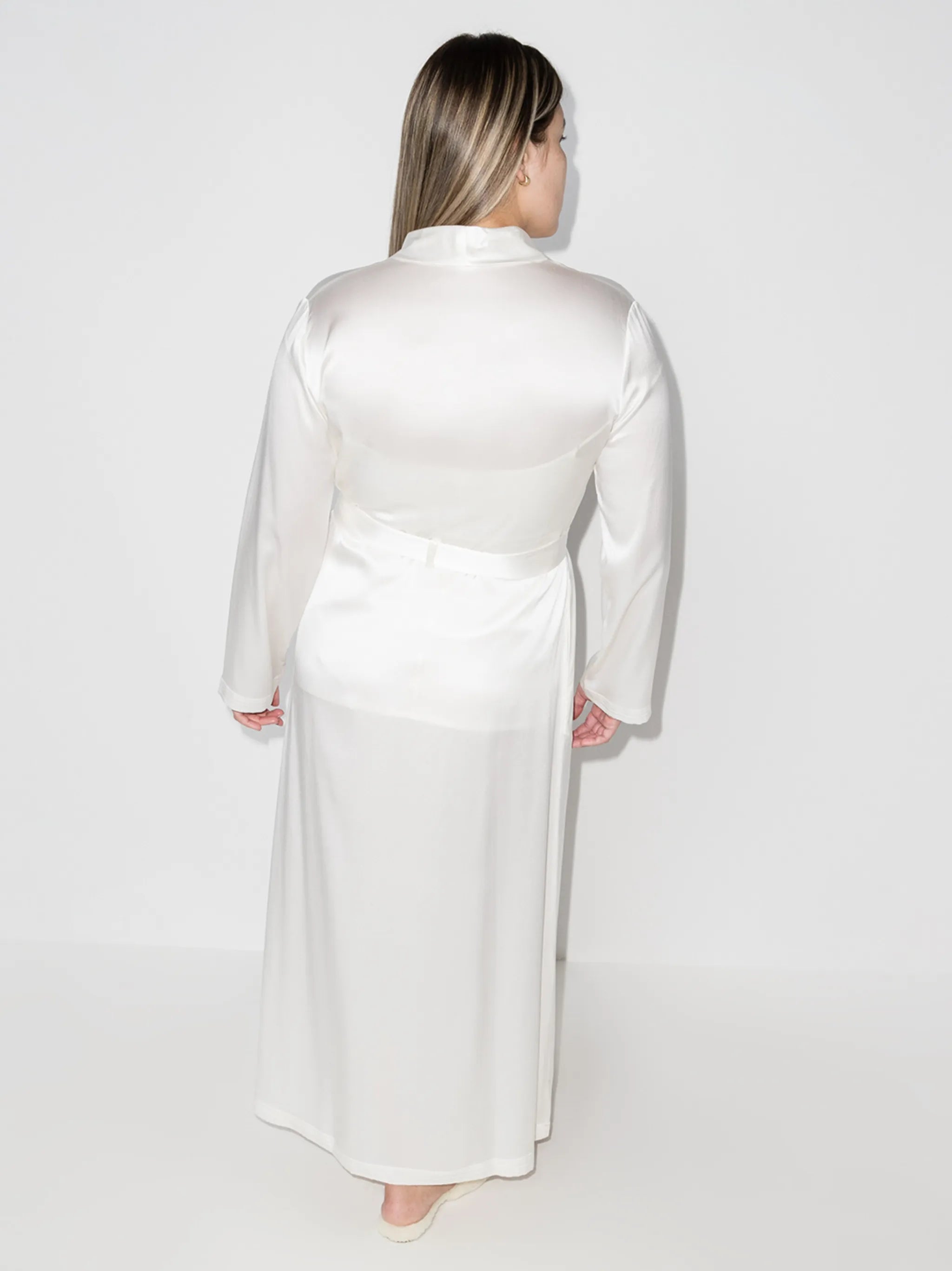 tied waist silk robe