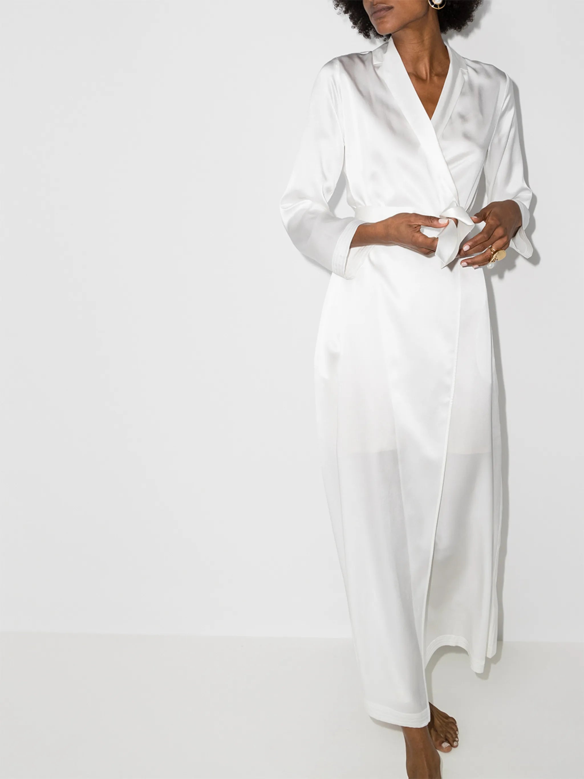 tied waist silk robe