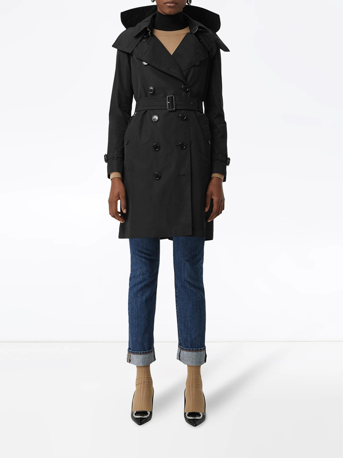 mid-length taffeta Kensington trench coat