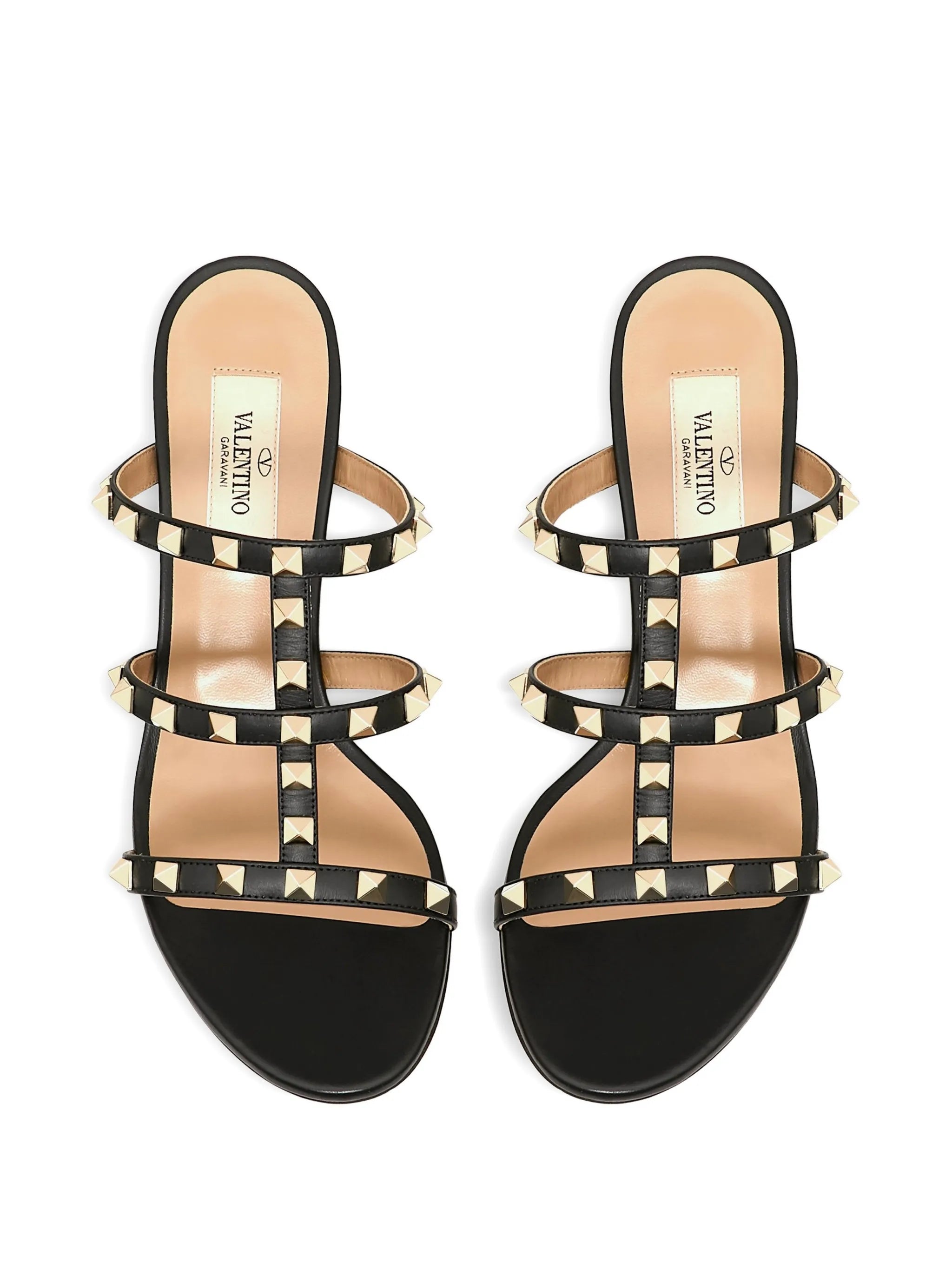 Rockstud calfskin leather slide sandal 60 mm