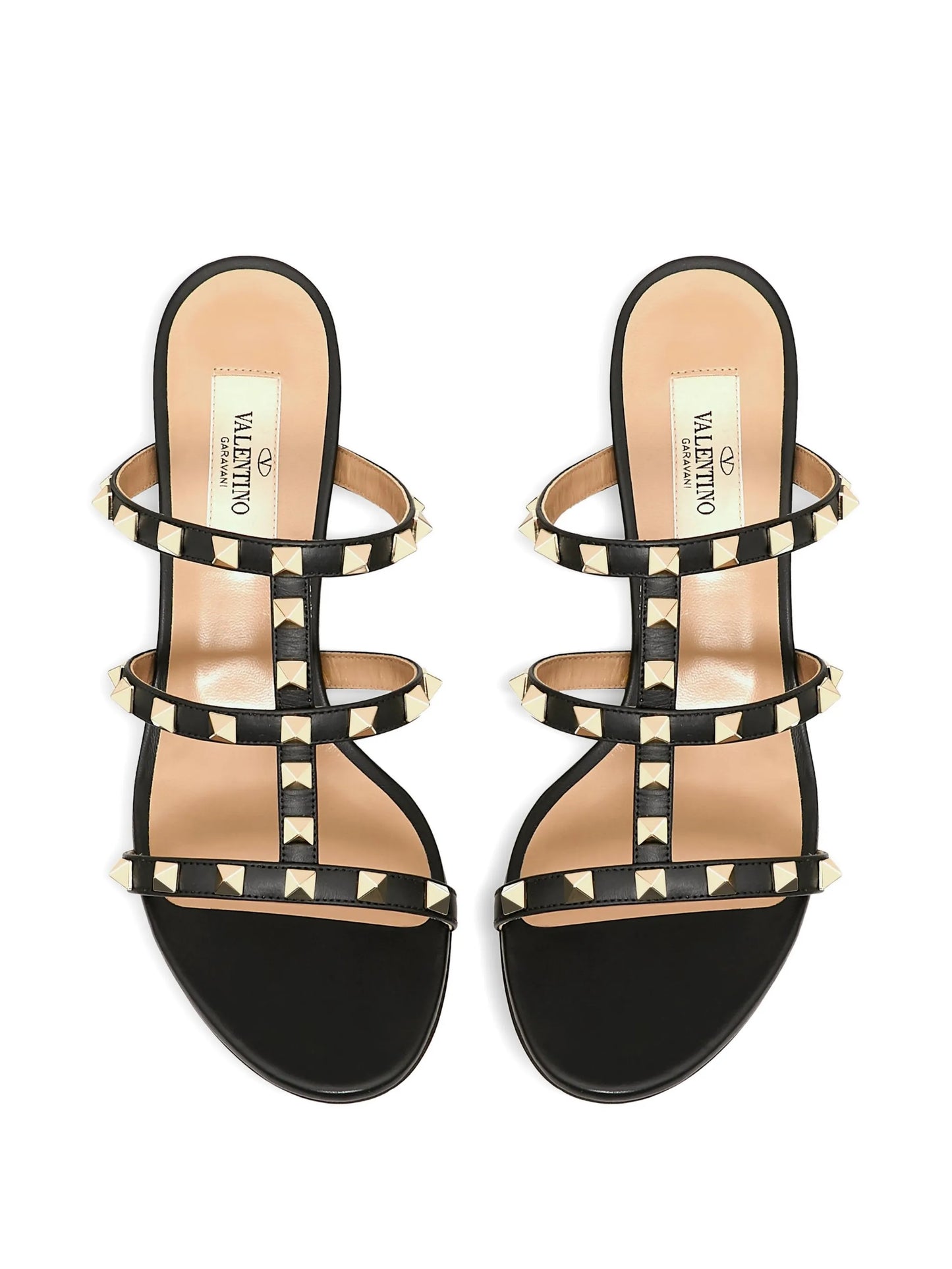 Rockstud calfskin leather slide sandal 60 mm