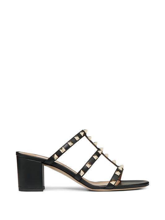 Rockstud calfskin leather slide sandal 60 mm