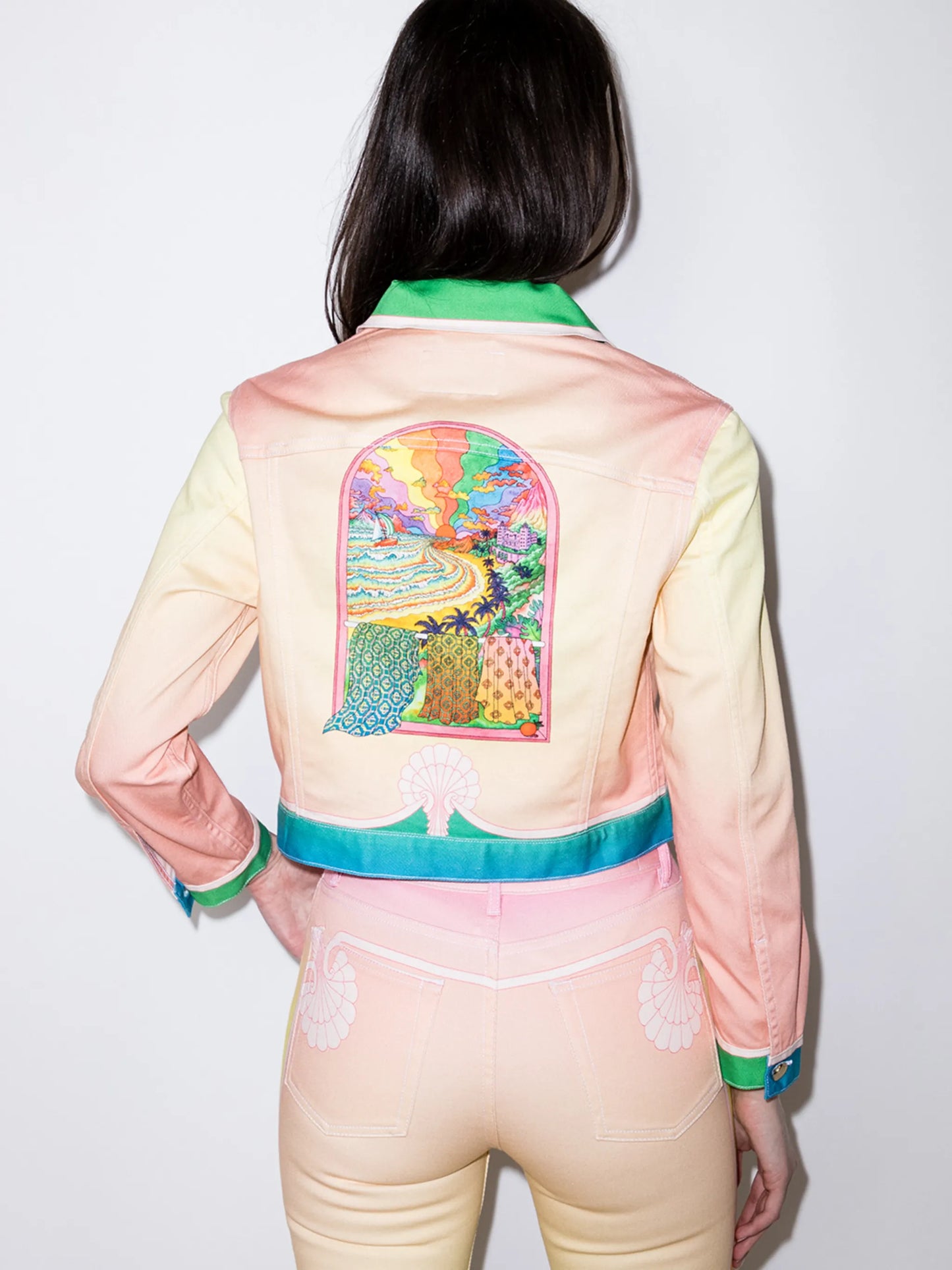 jacquard-motif denim jacket