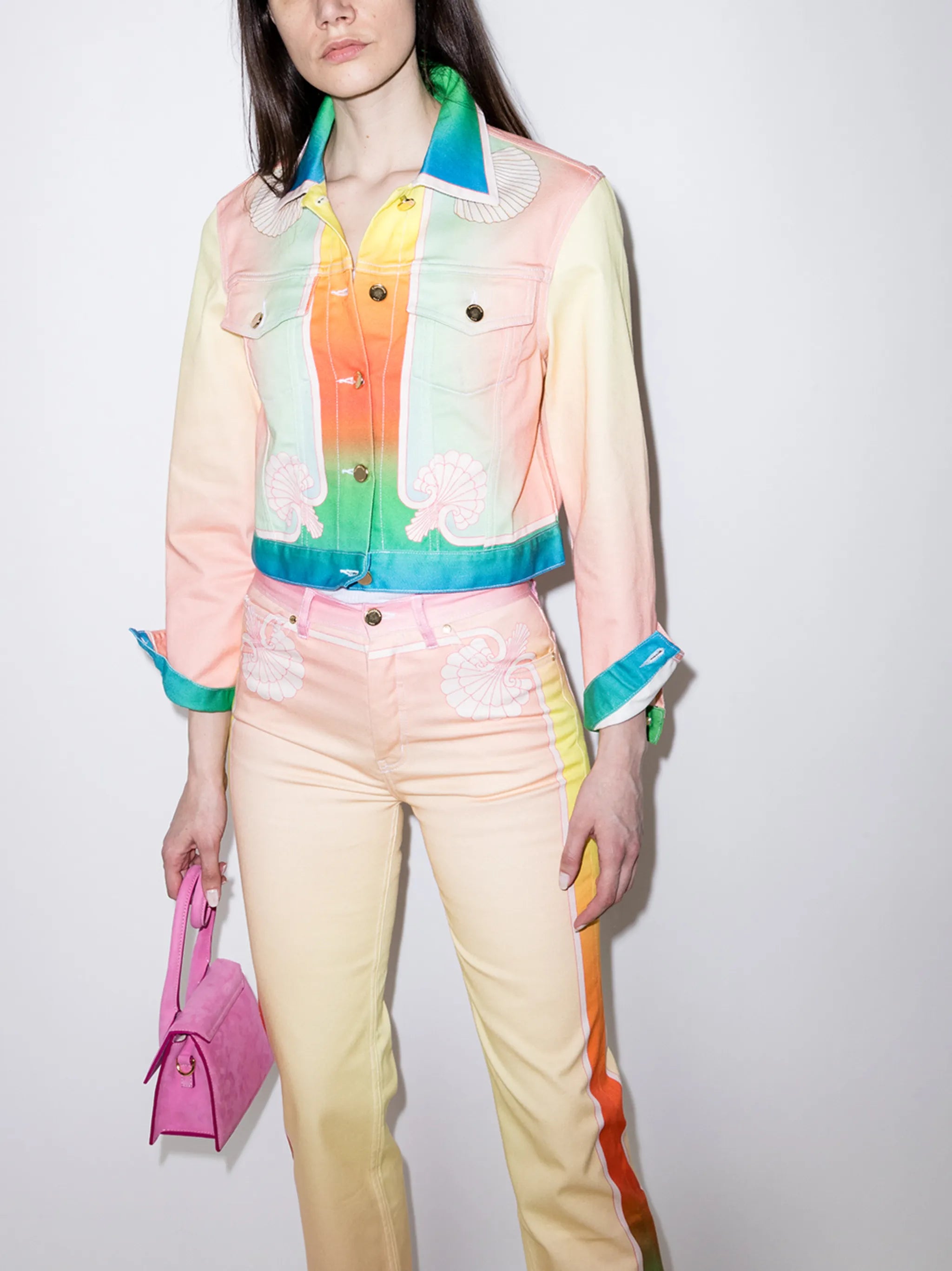 jacquard-motif denim jacket