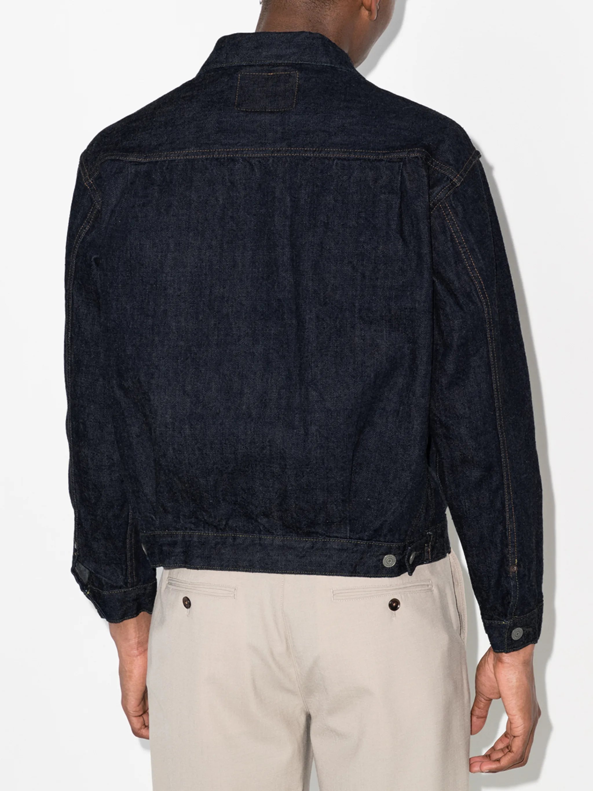 contrast-stitched denim jacket