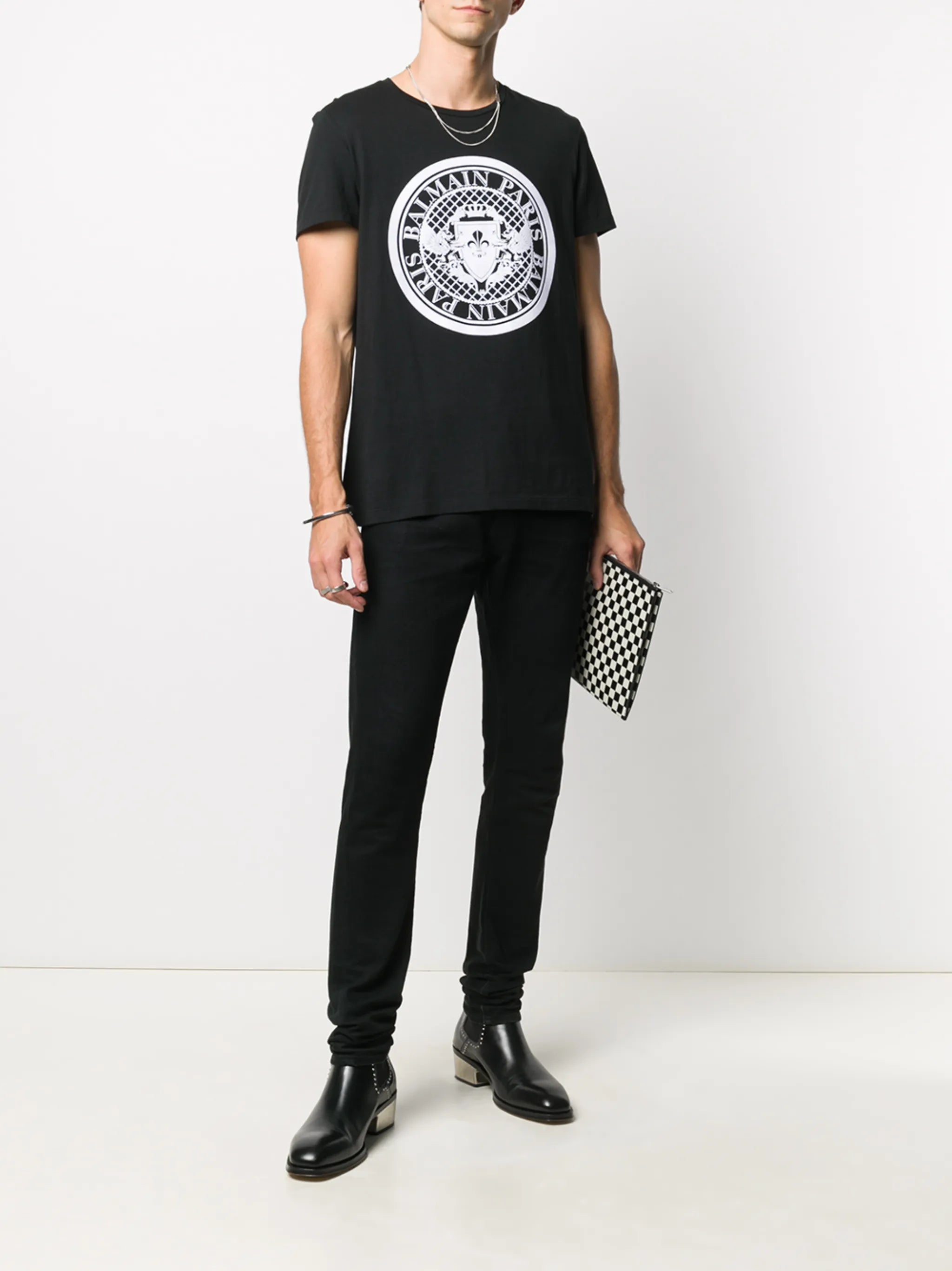 flocked coin T-shirt