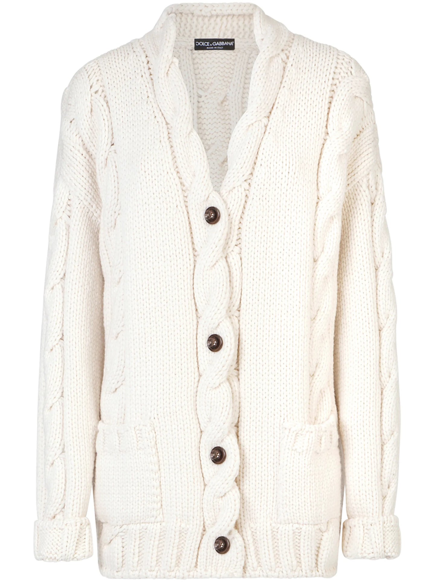 cable-knit wool cardigan