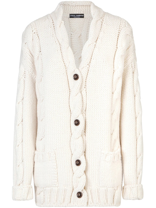 cable-knit wool cardigan