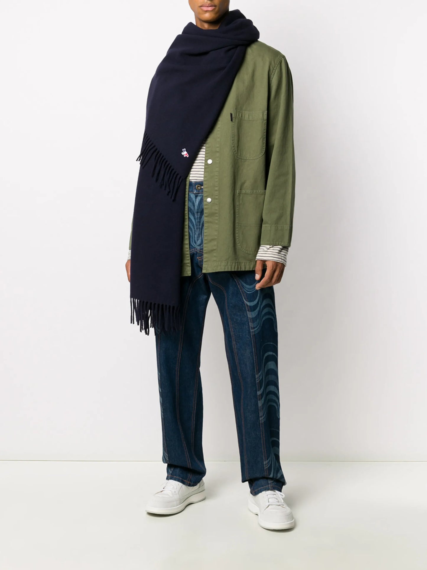 embroidered-logo wool scarf