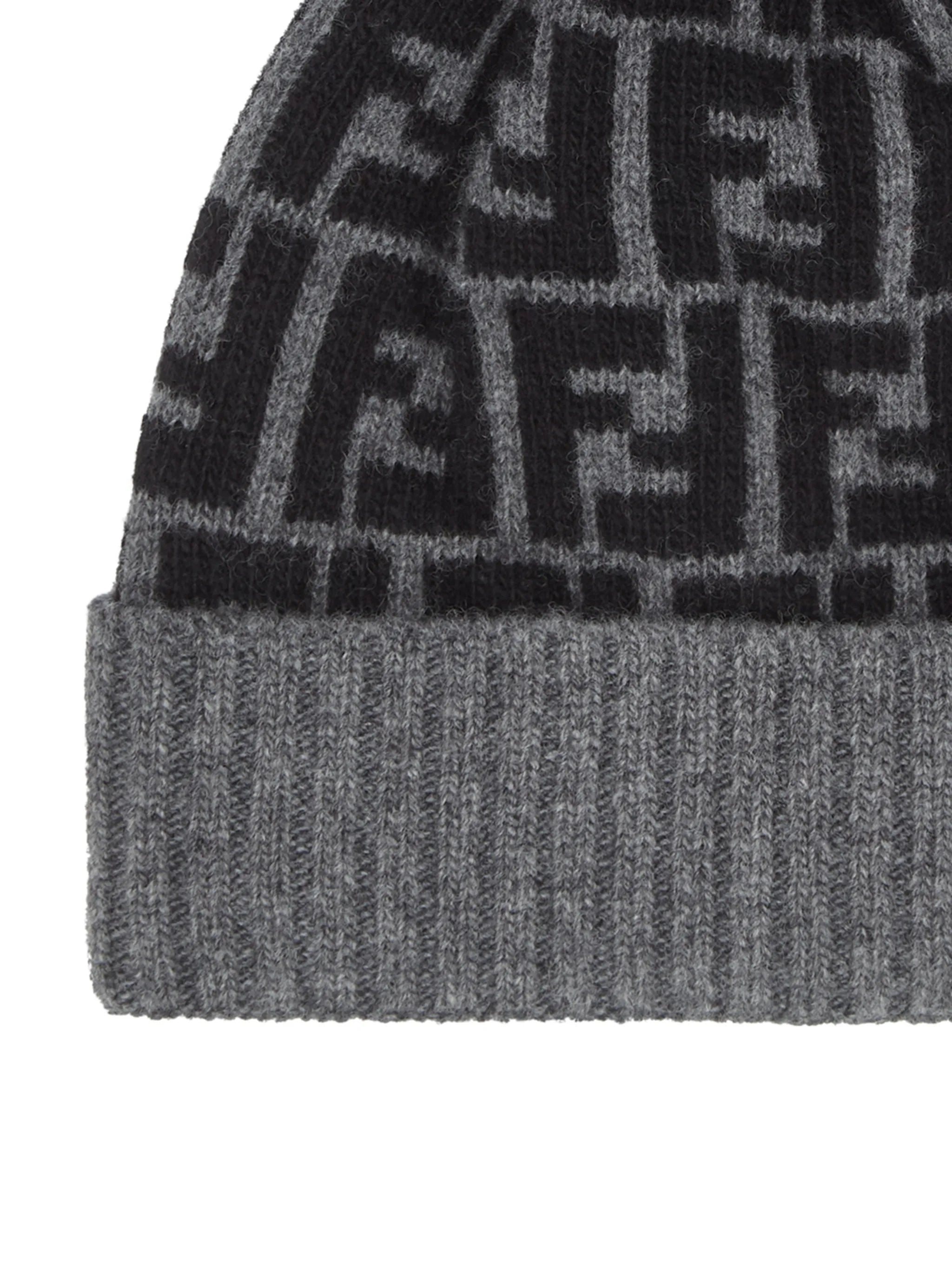 FF pattern pompom beanie
