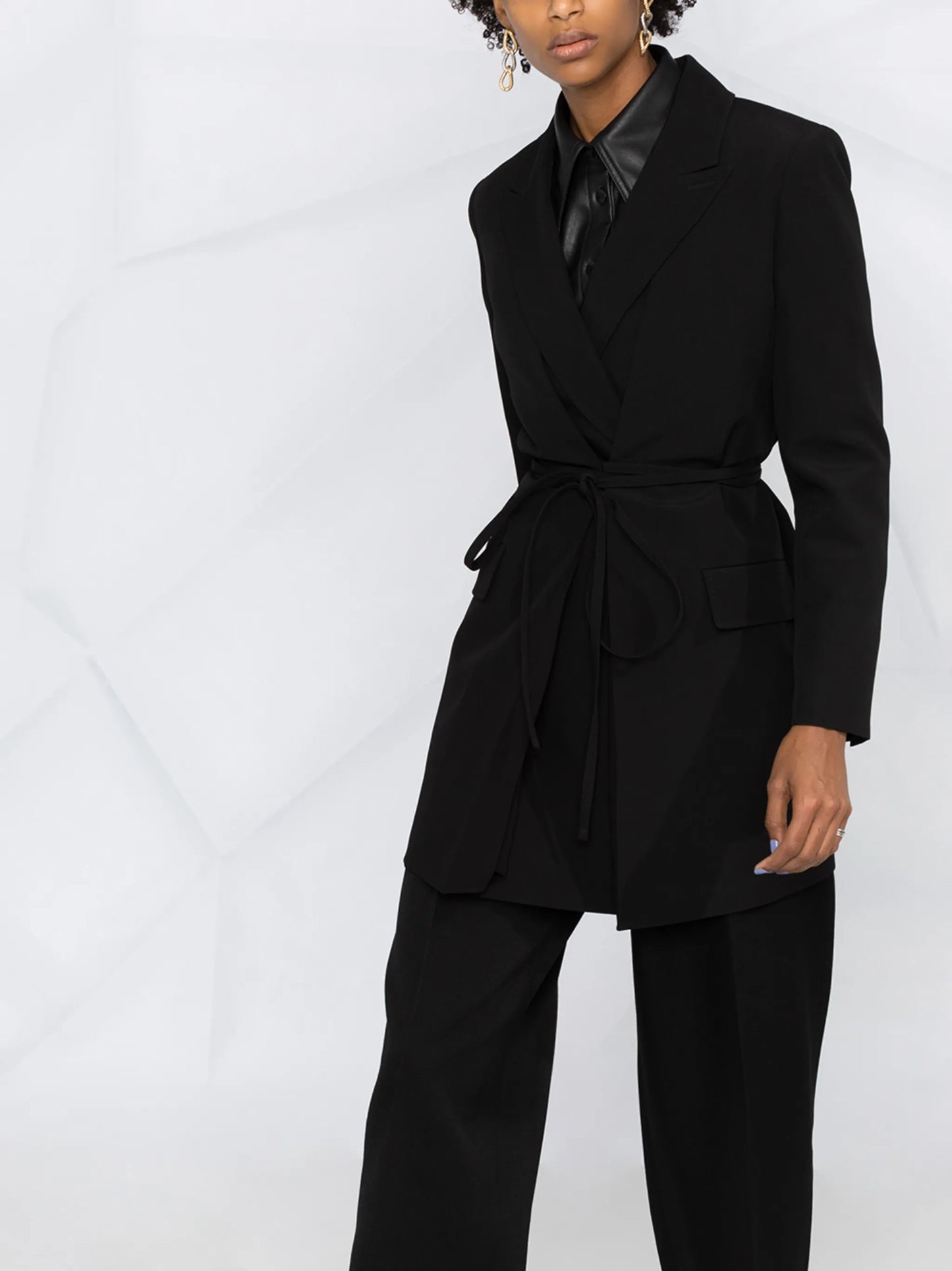 tie-waist wool blazer