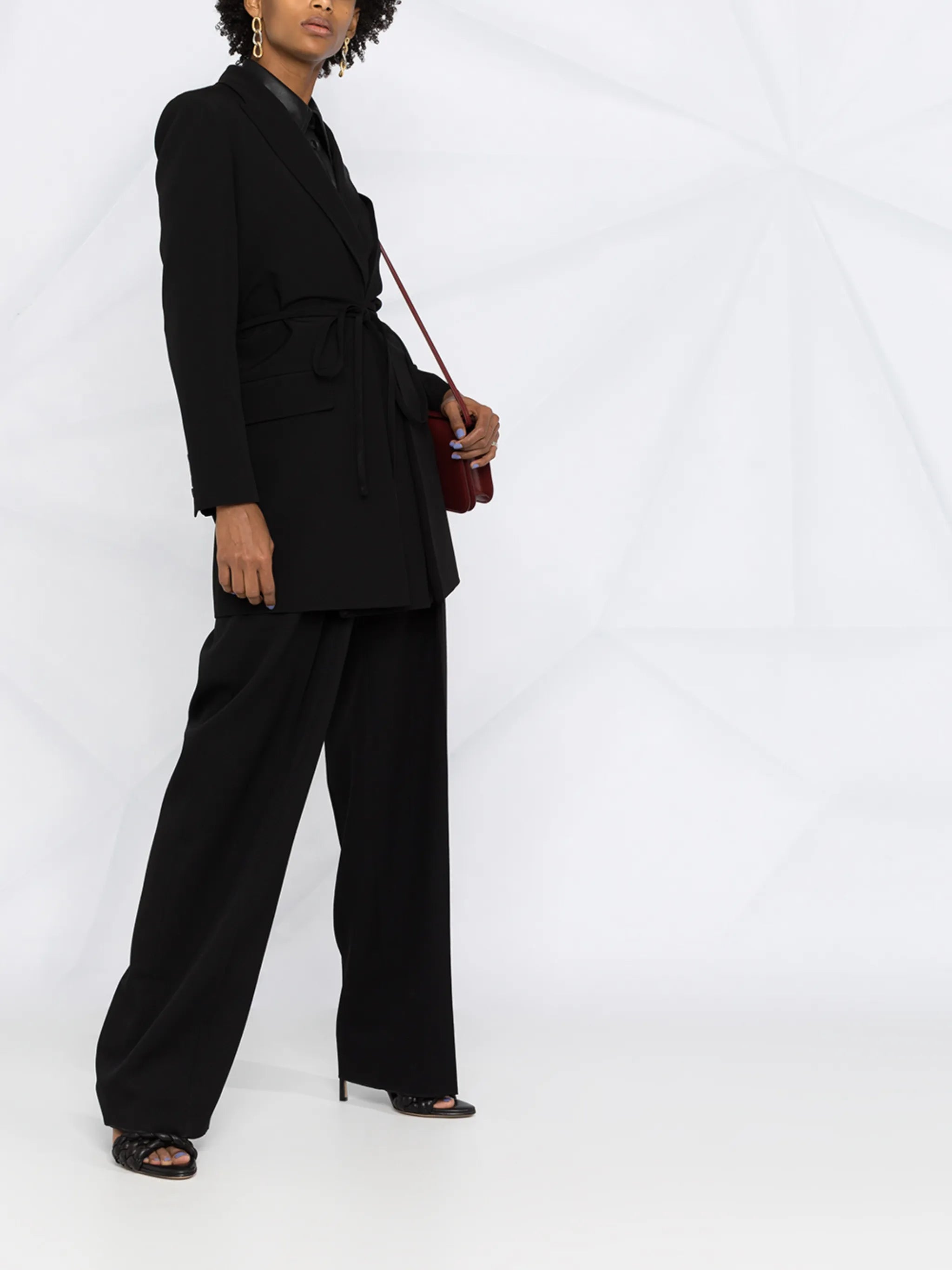 tie-waist wool blazer