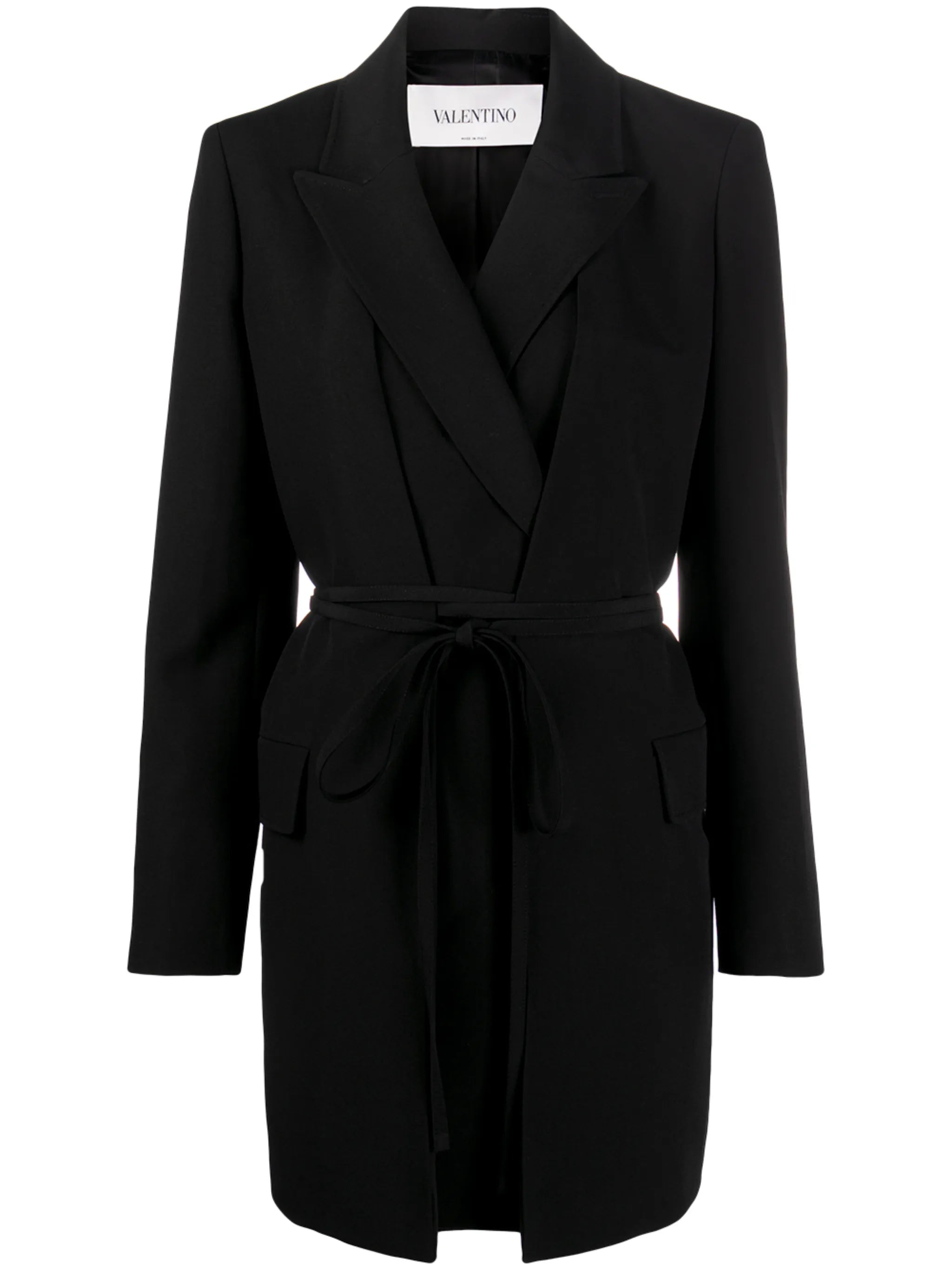 tie-waist wool blazer