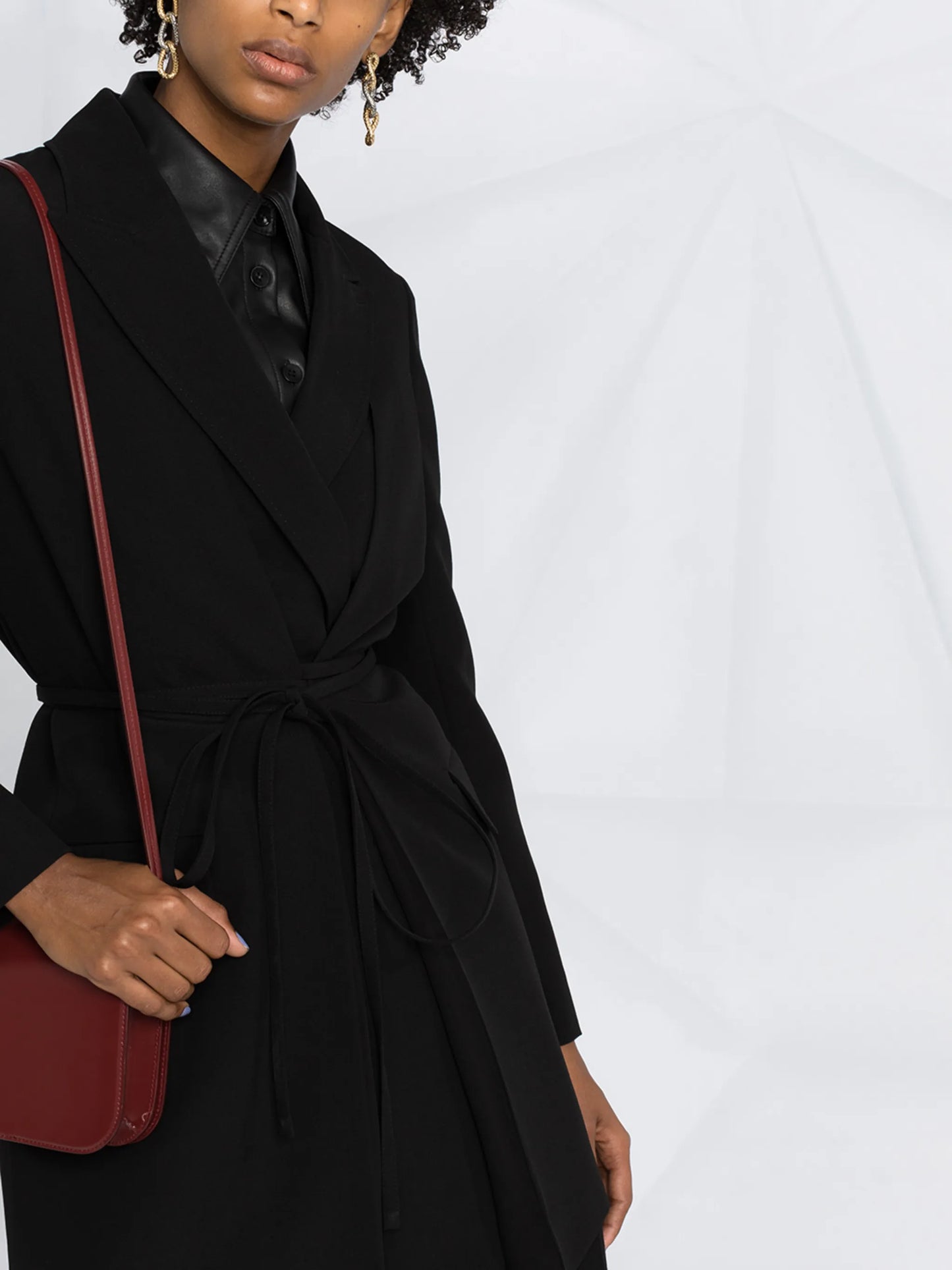 tie-waist wool blazer