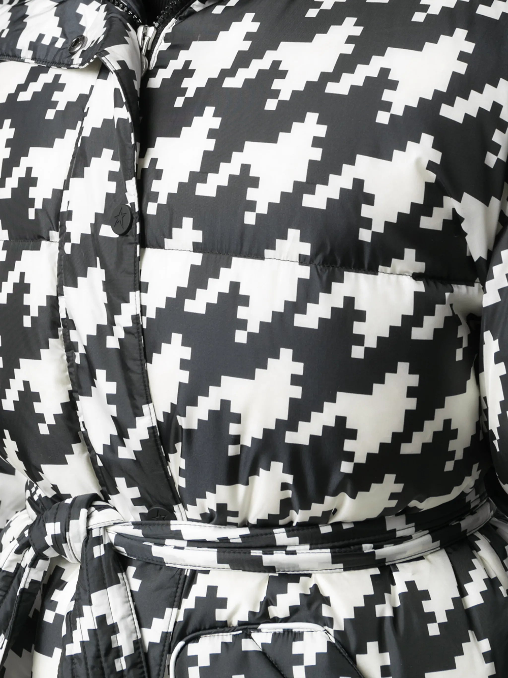 houndstooth print oversized parka coat