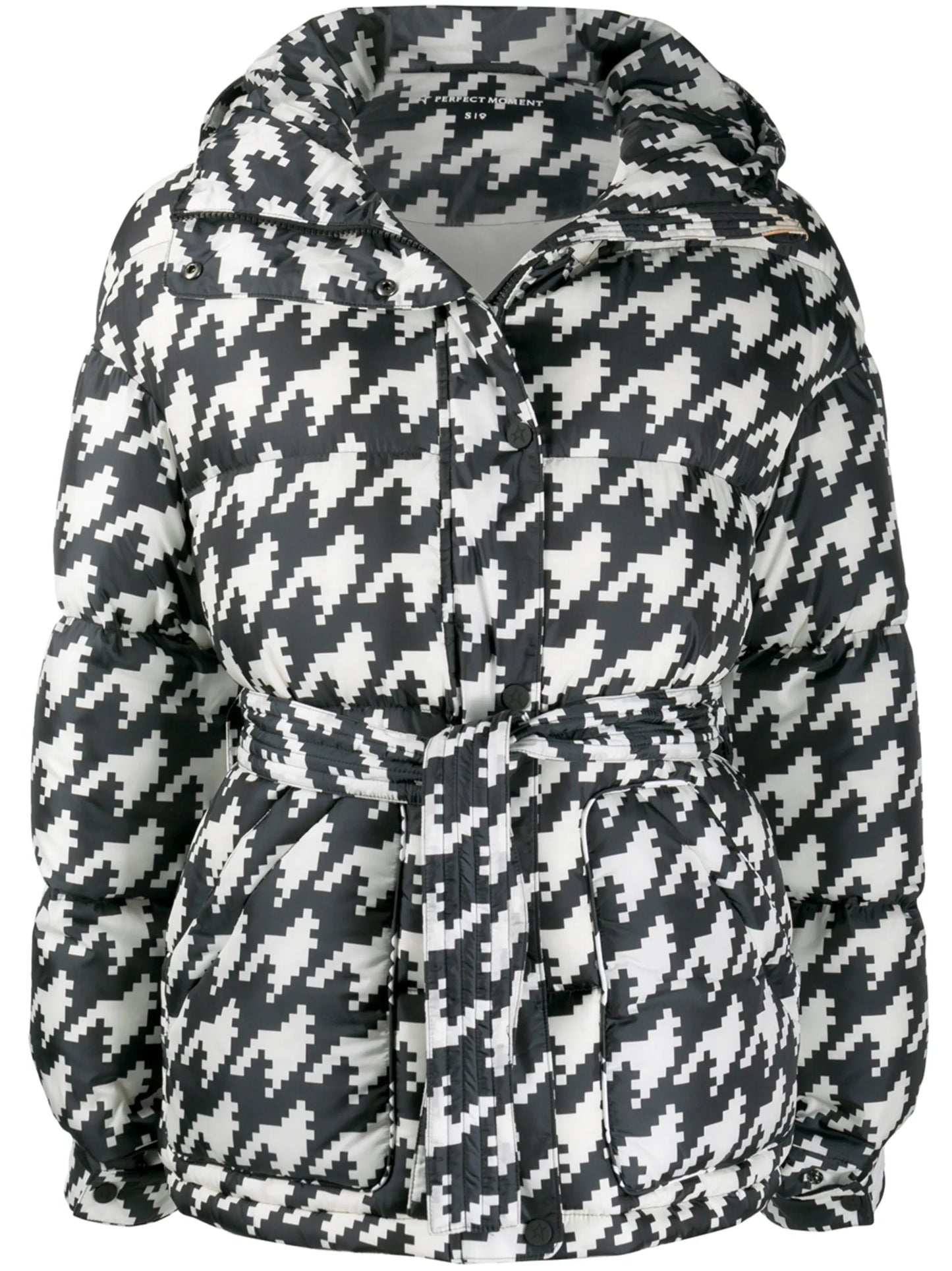 houndstooth print oversized parka coat