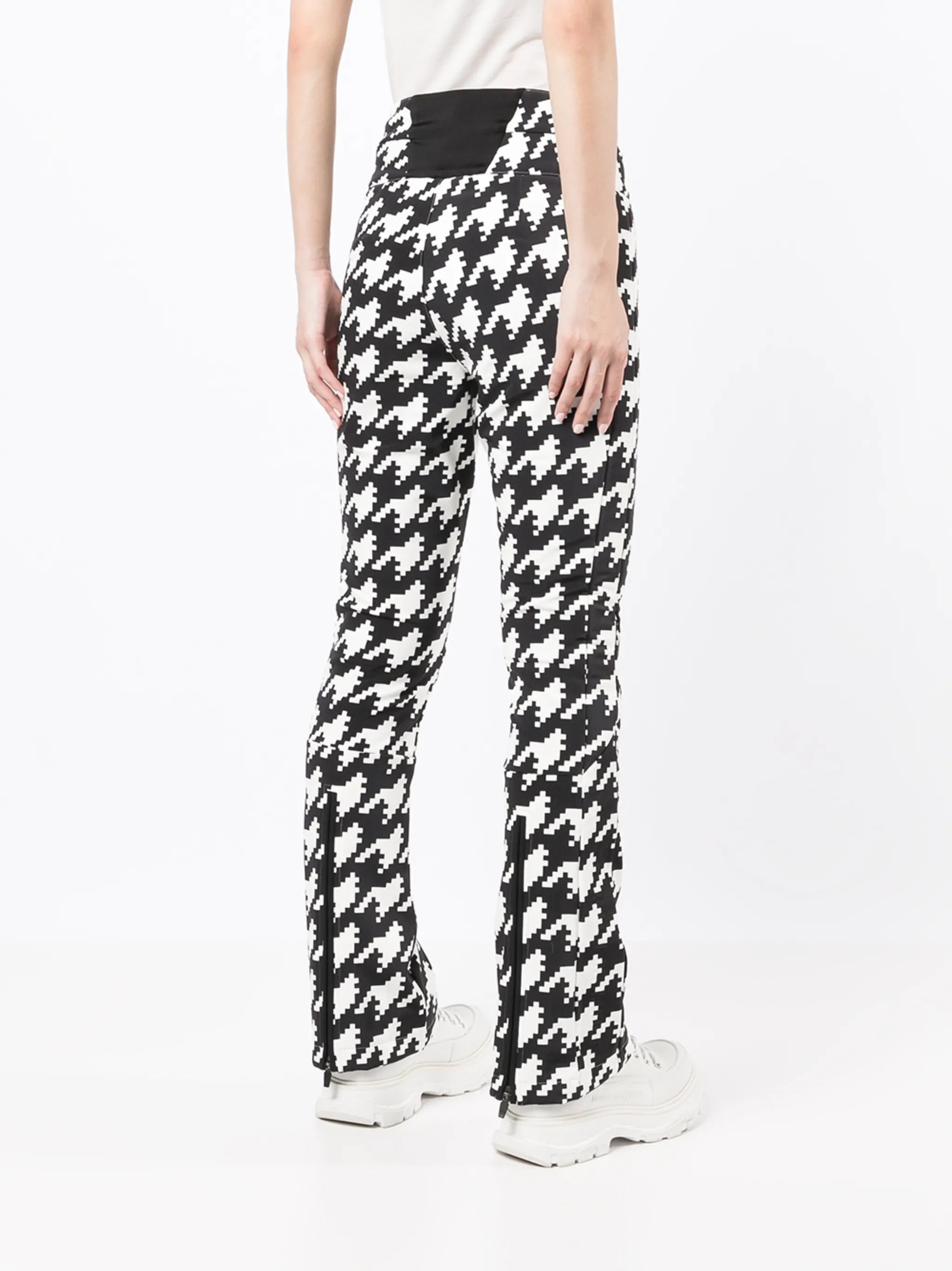 houndstooth flared trousers
