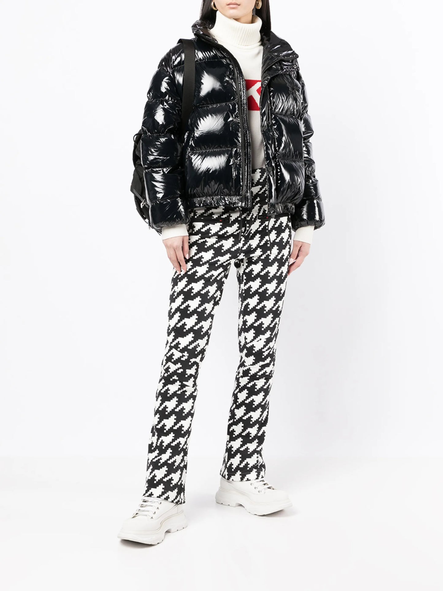 houndstooth flared trousers