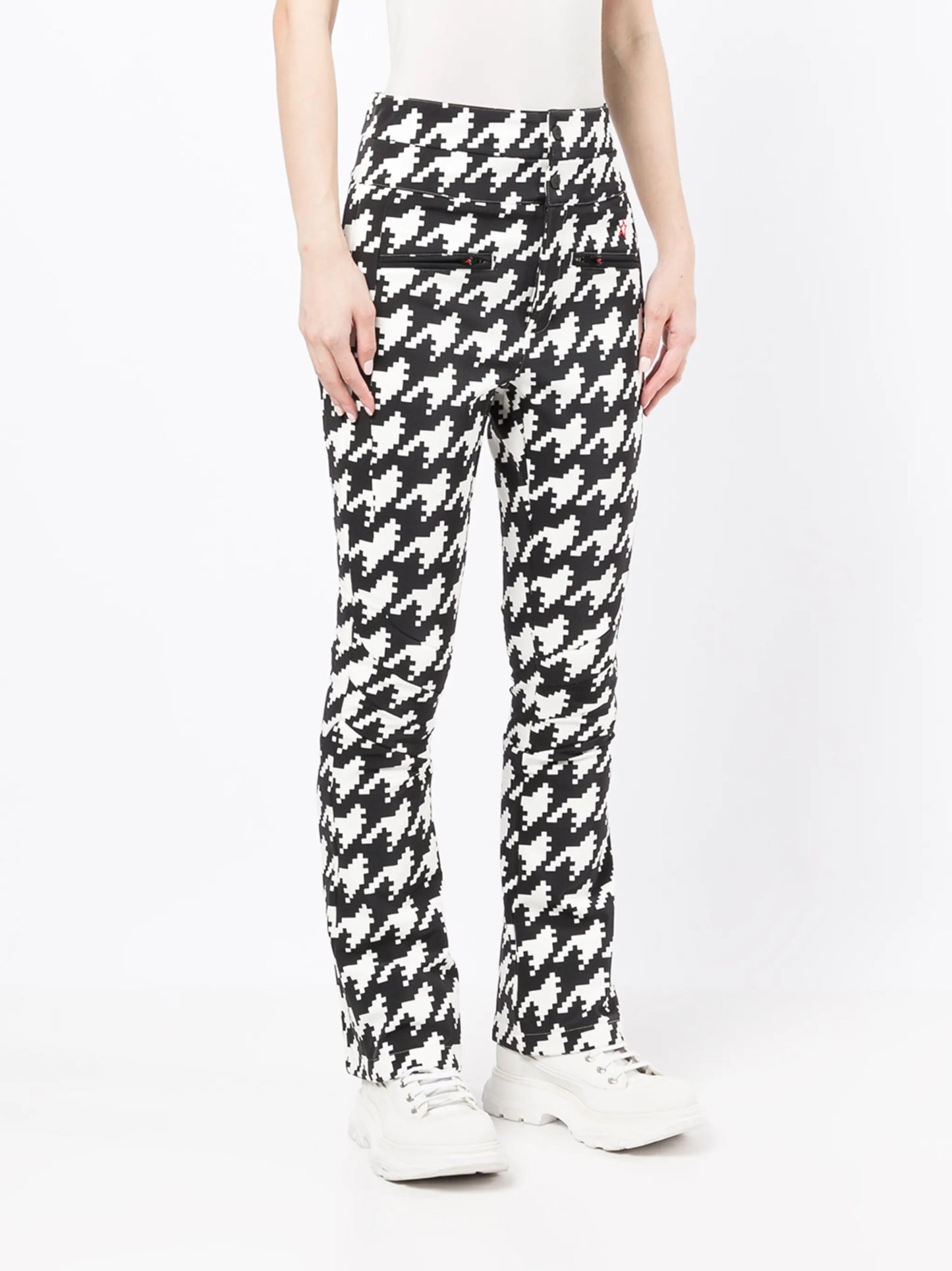 houndstooth flared trousers