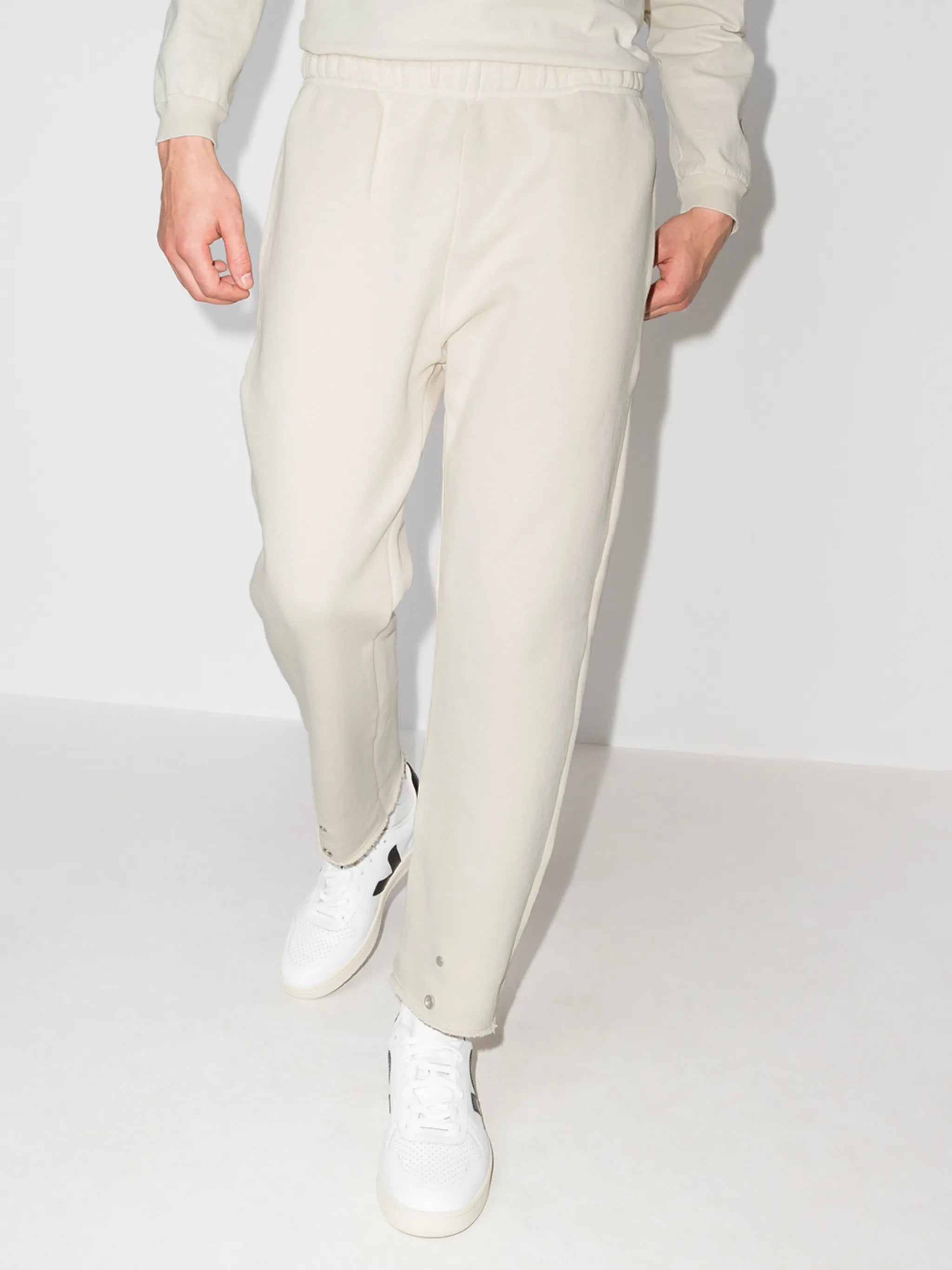 snap-button cotton track pants