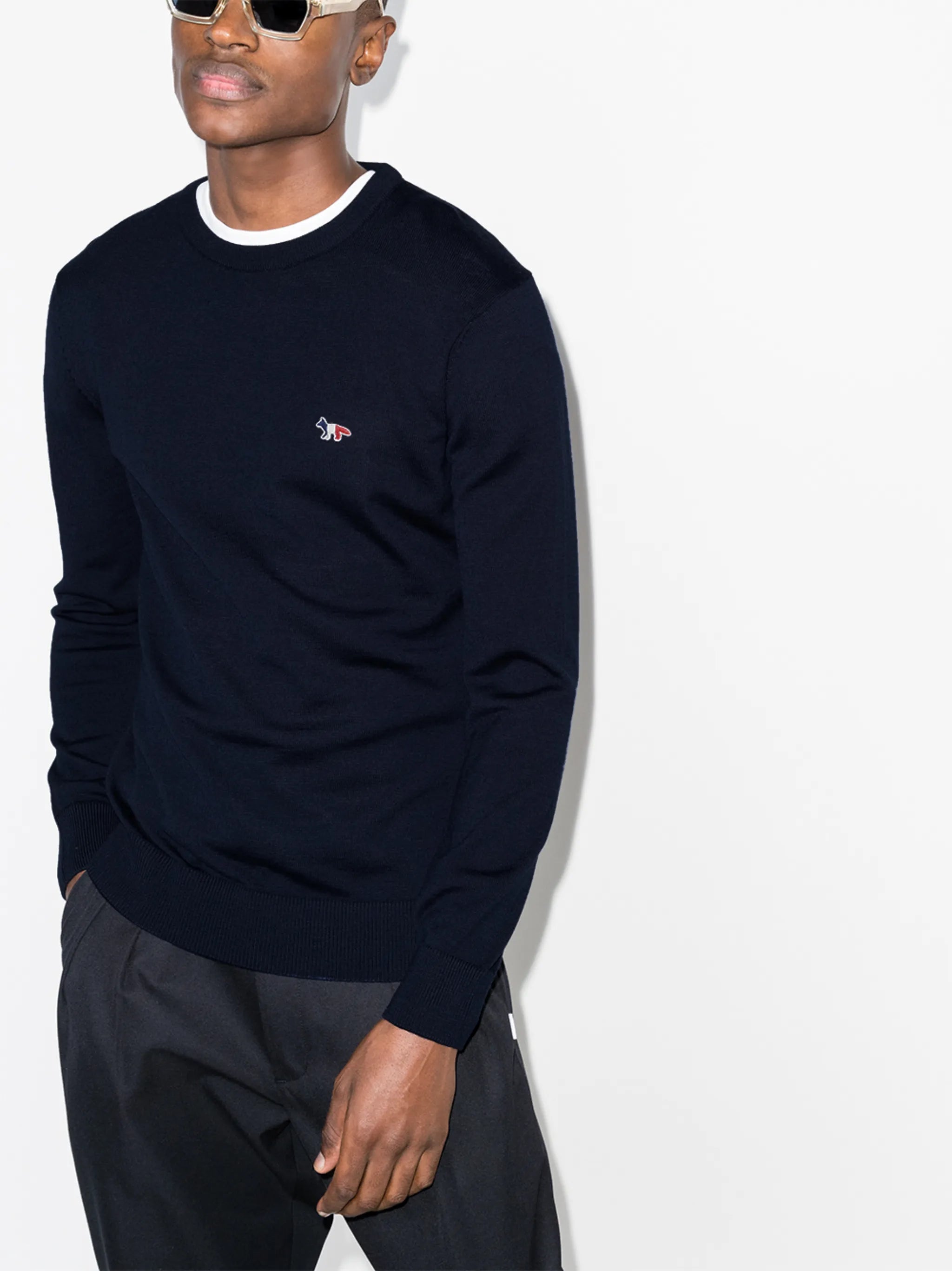 embroidered logo wool jumper