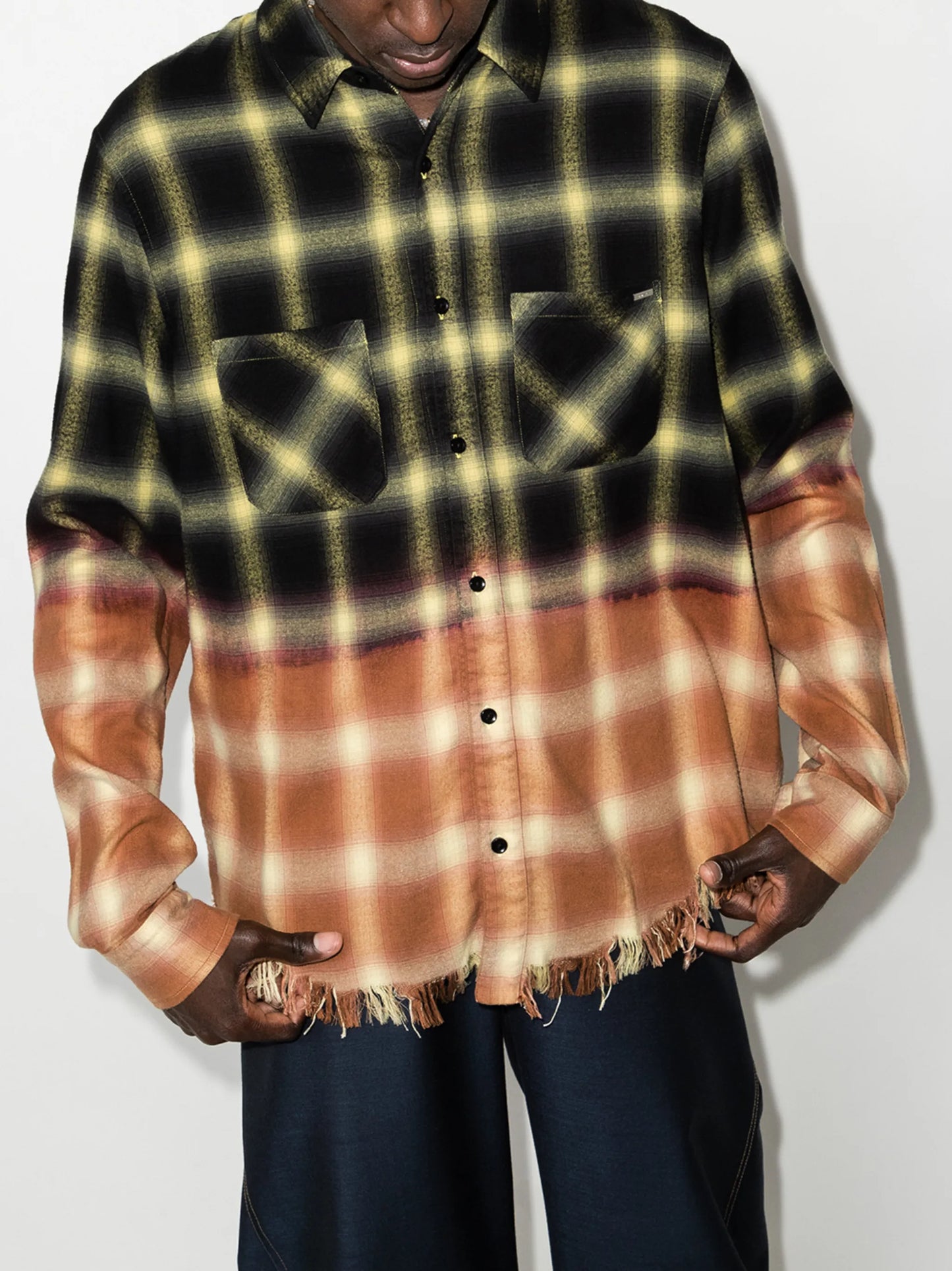 gradient-effect checked shirt