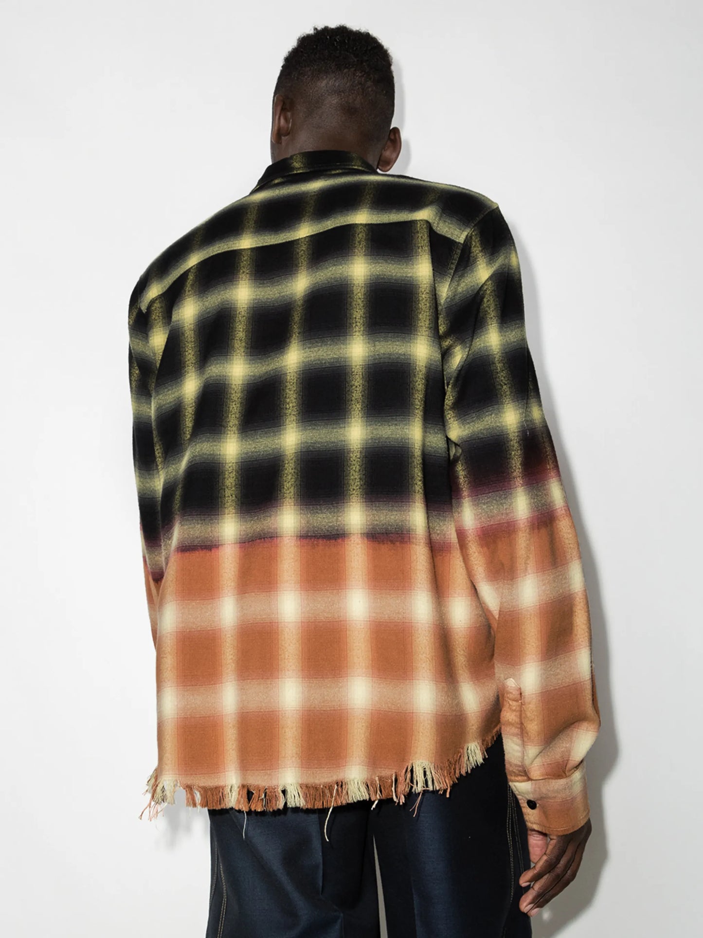 gradient-effect checked shirt