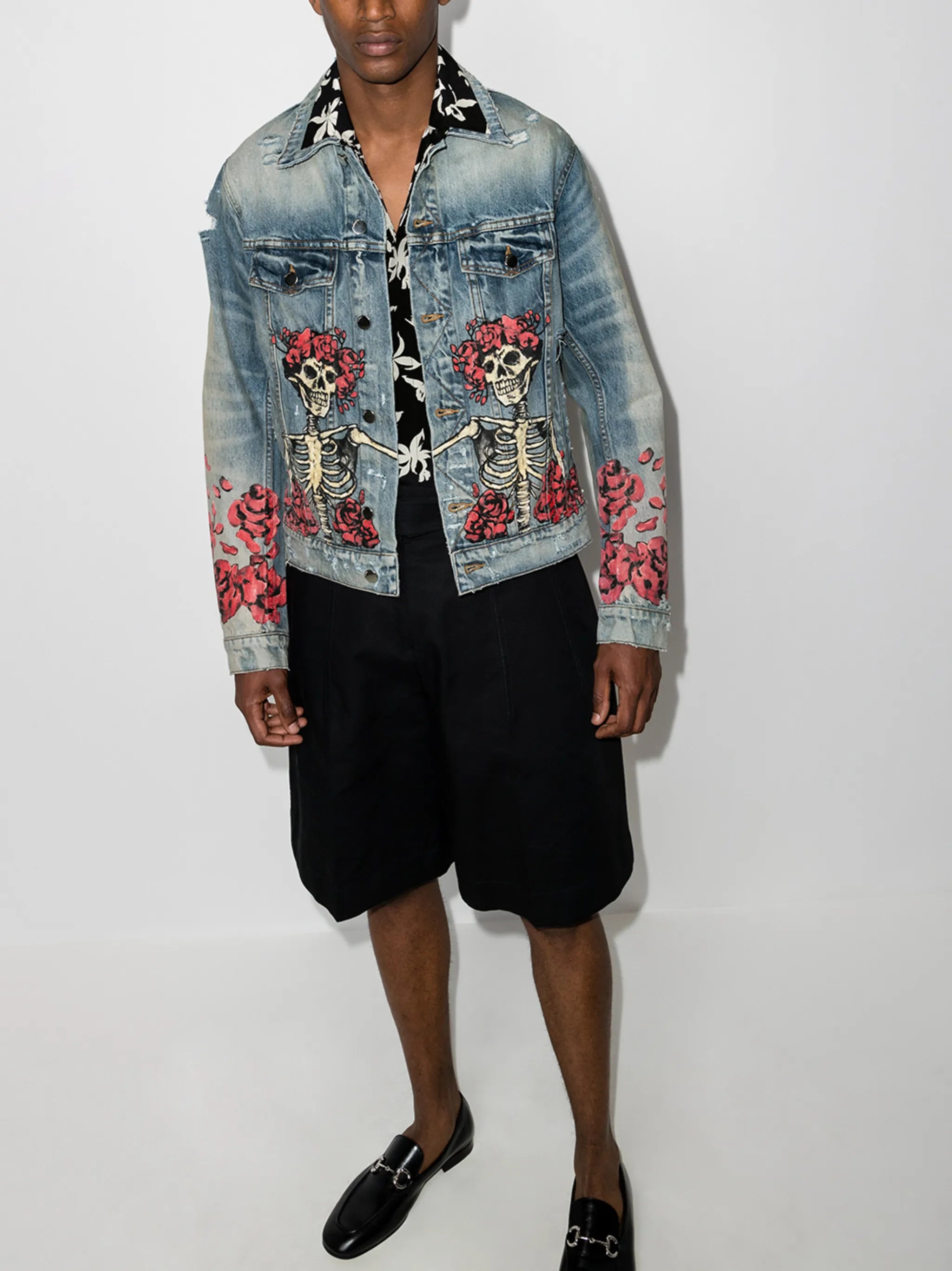 graphic print denim jacket