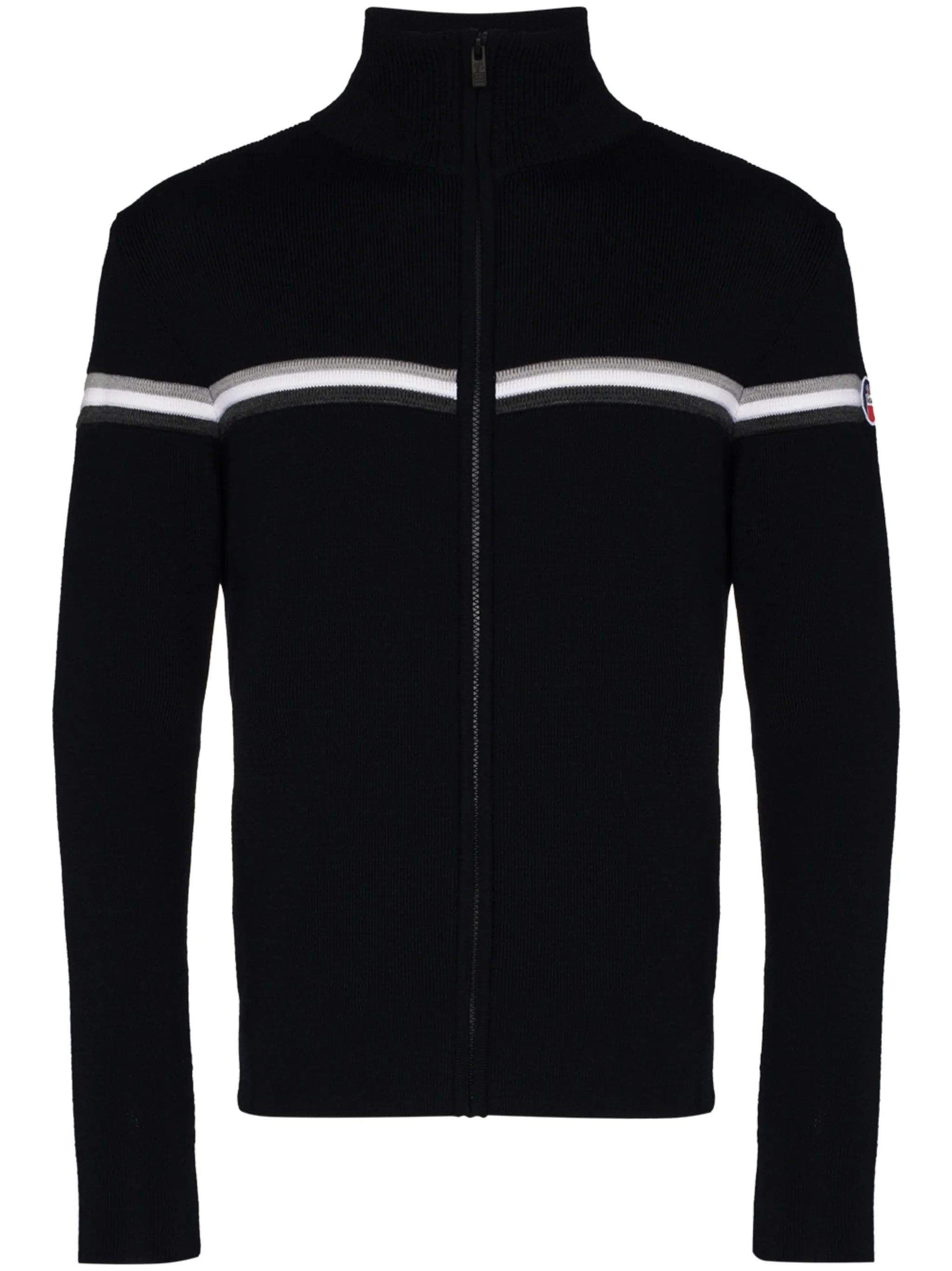 stripe detail zip-up jumper