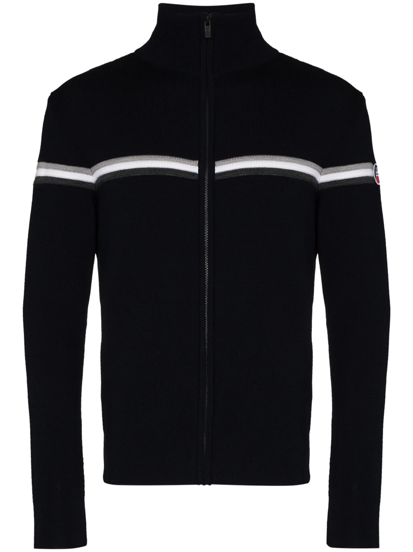 stripe detail zip-up jumper
