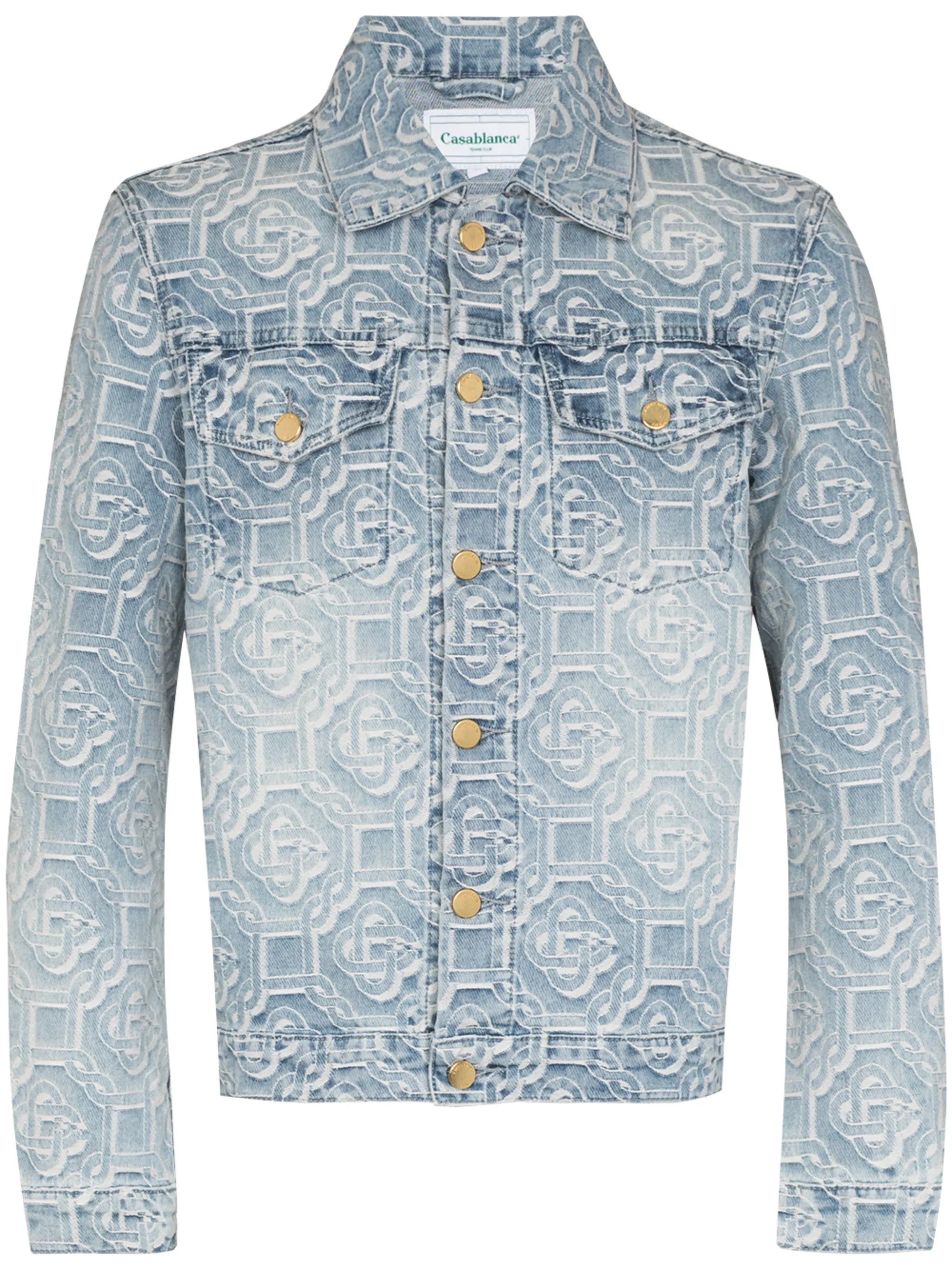 logo-jacquard denim jacket