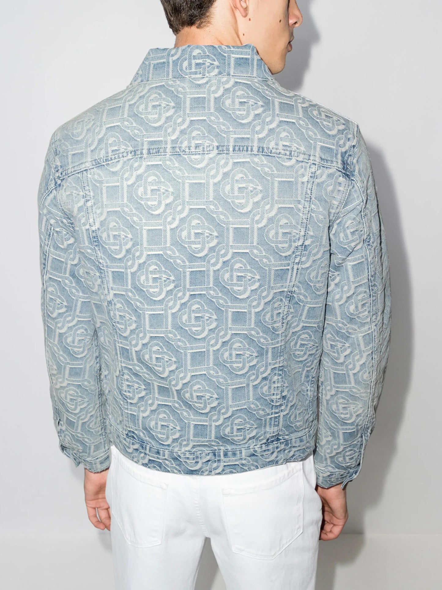 logo-jacquard denim jacket