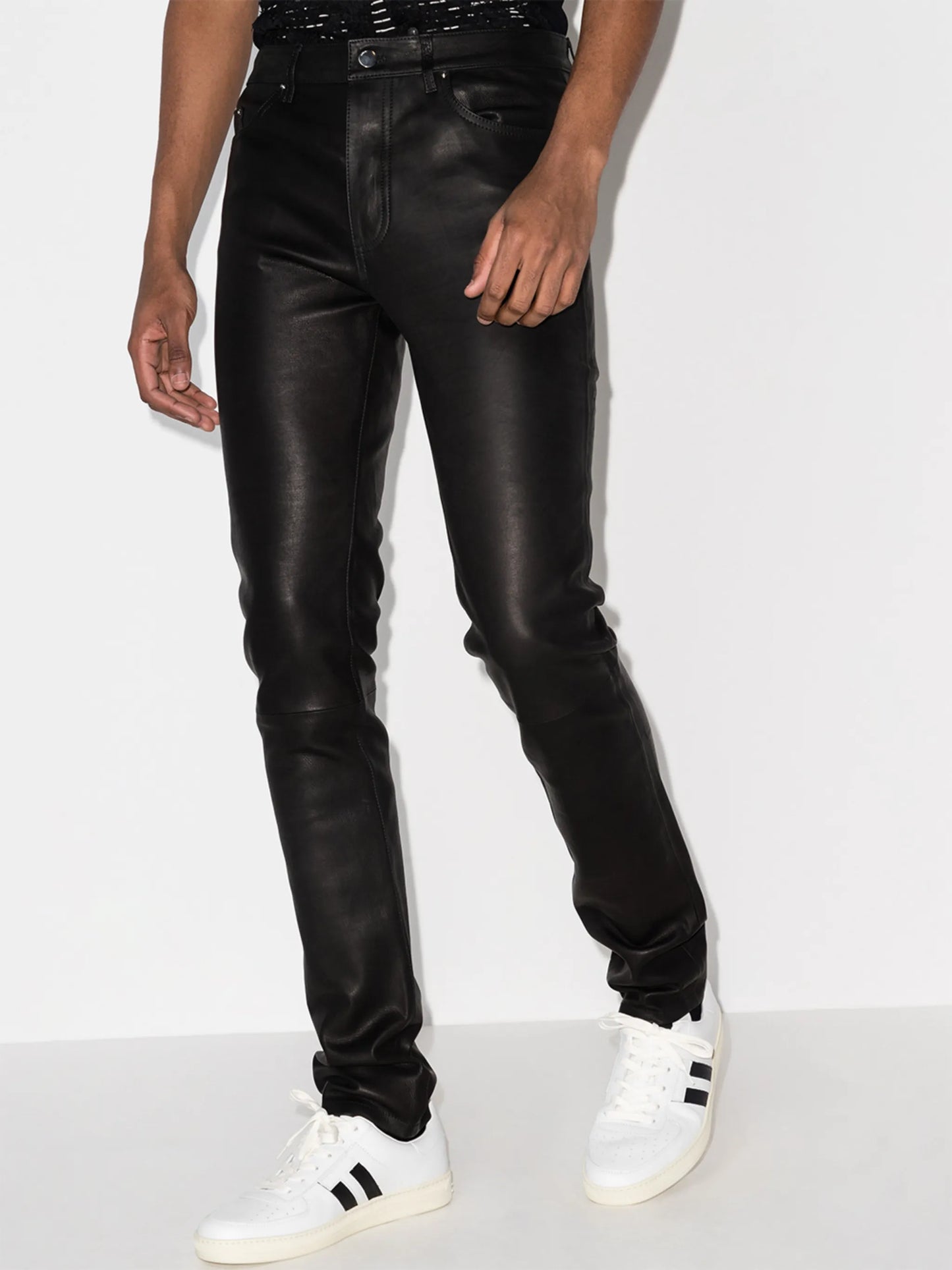 skinny-fit leather trousers