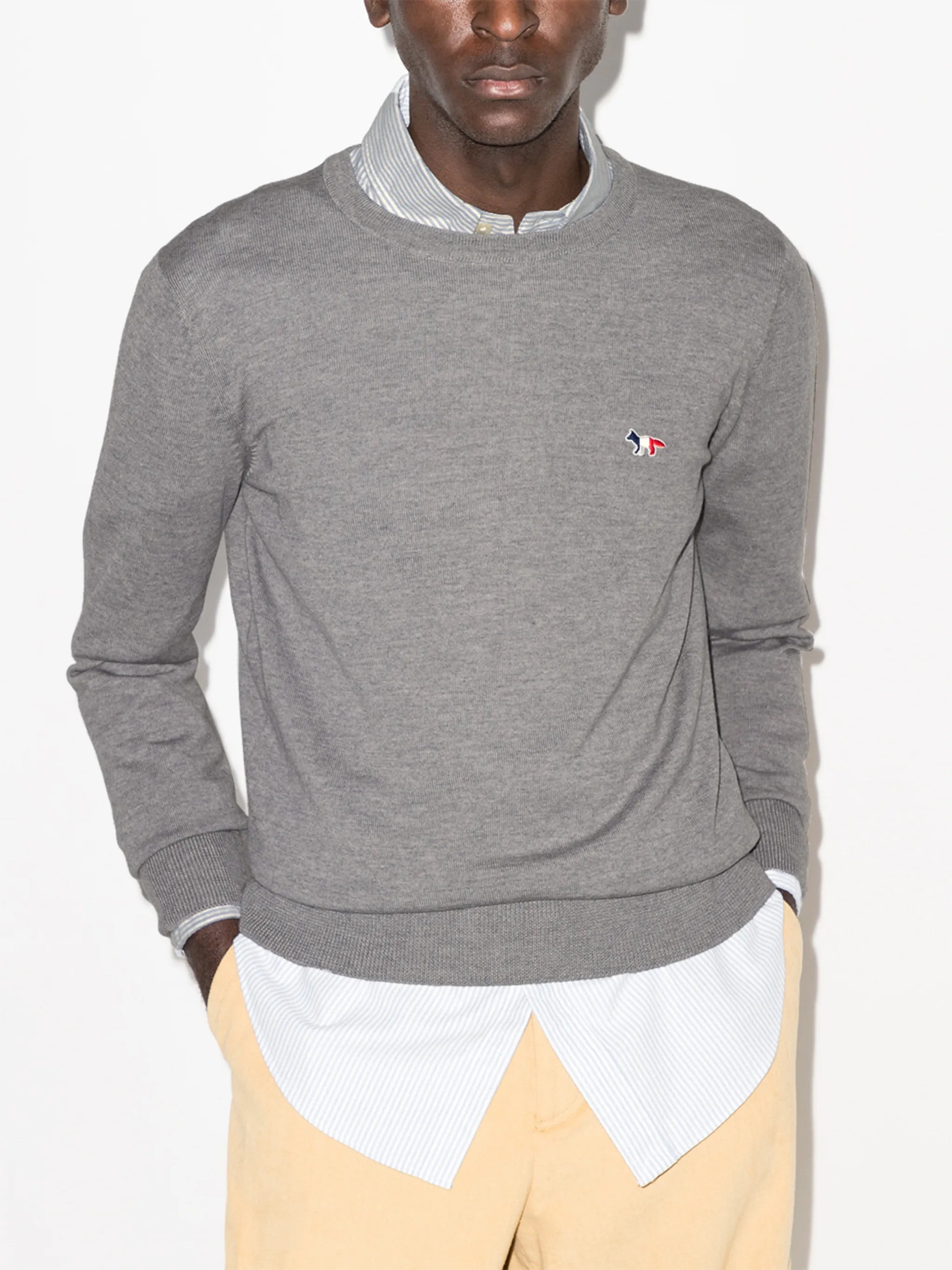 fox-patch crew-neck jumper
