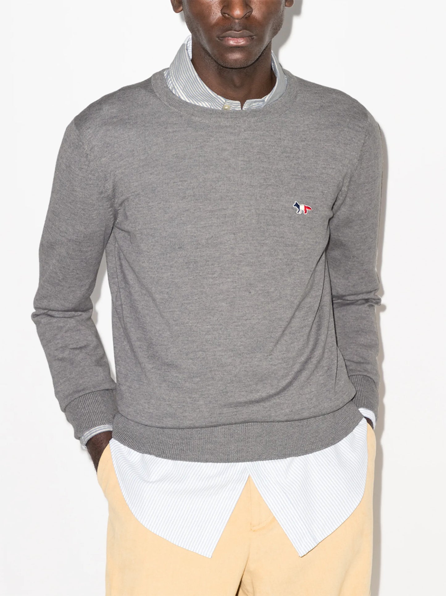 fox-patch crew-neck jumper