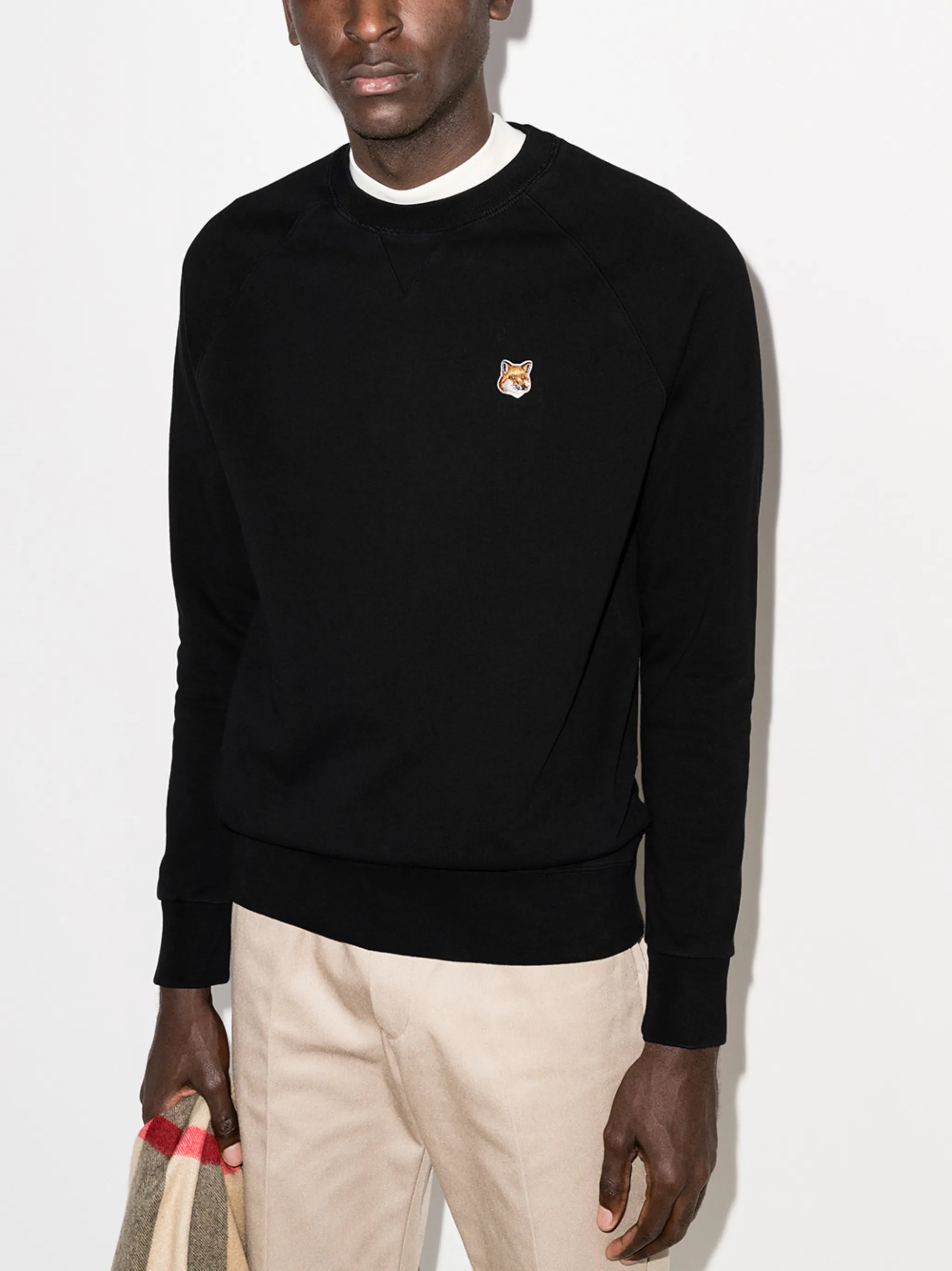fox-patch cotton sweatshirt