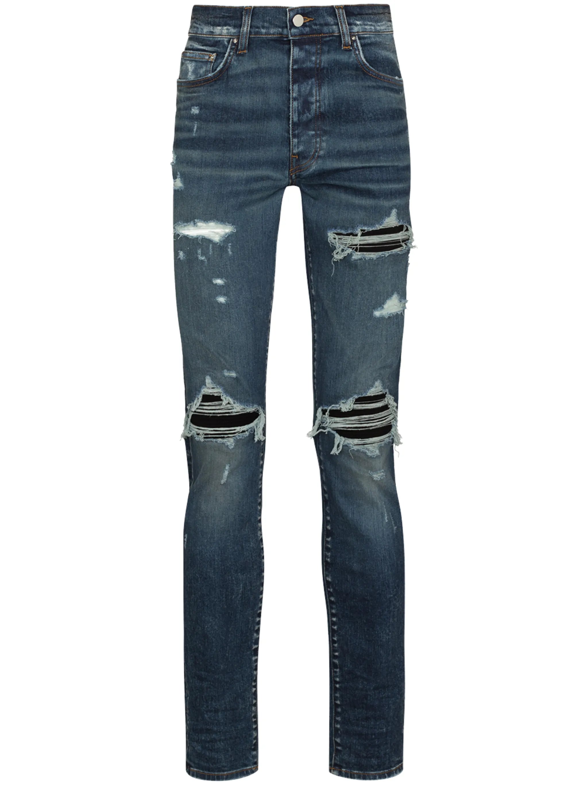 distressed-finish skinny jeans