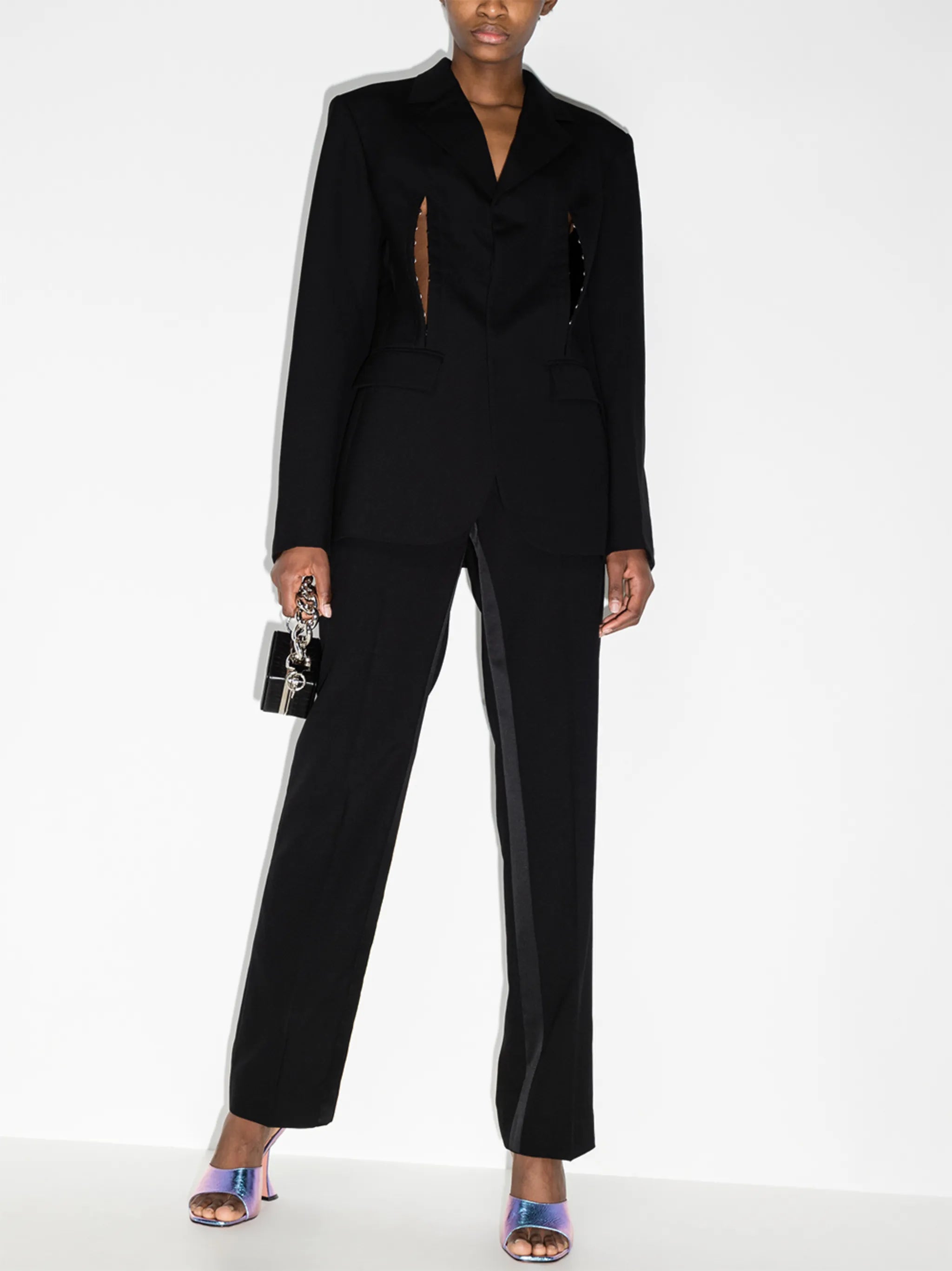 side-stripe straight-leg trousers