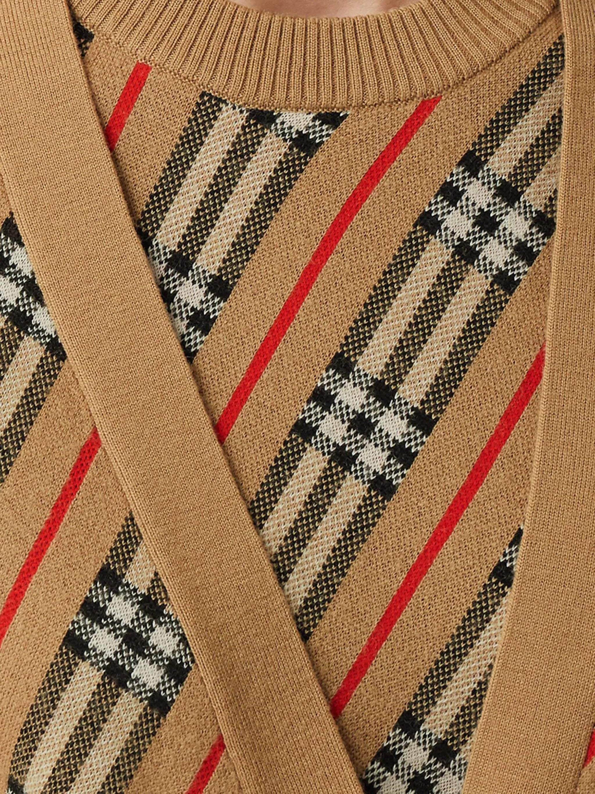 check-detail striped cardi-coat