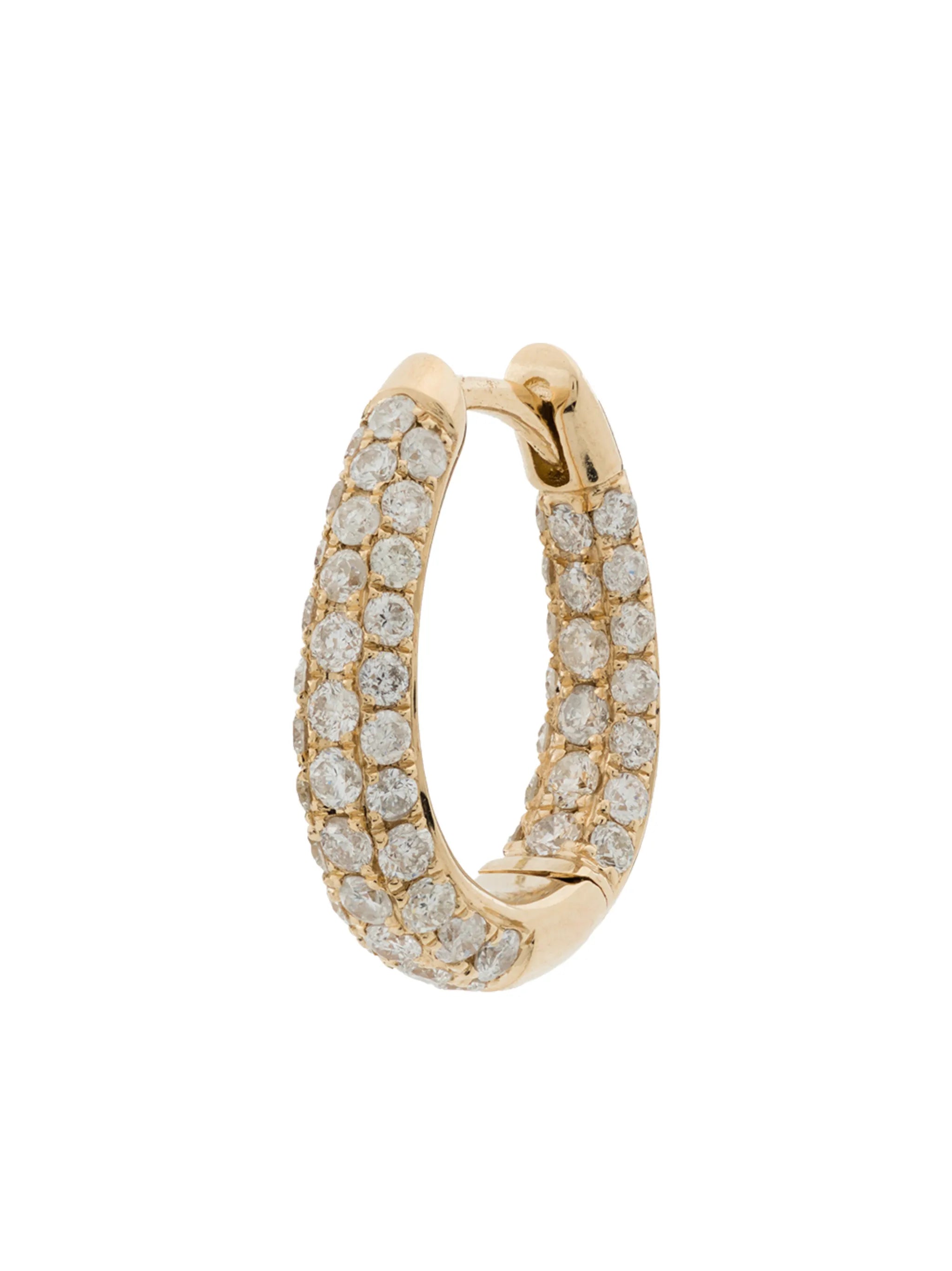 14kt yellow gold Inside Out diamond hoop earring