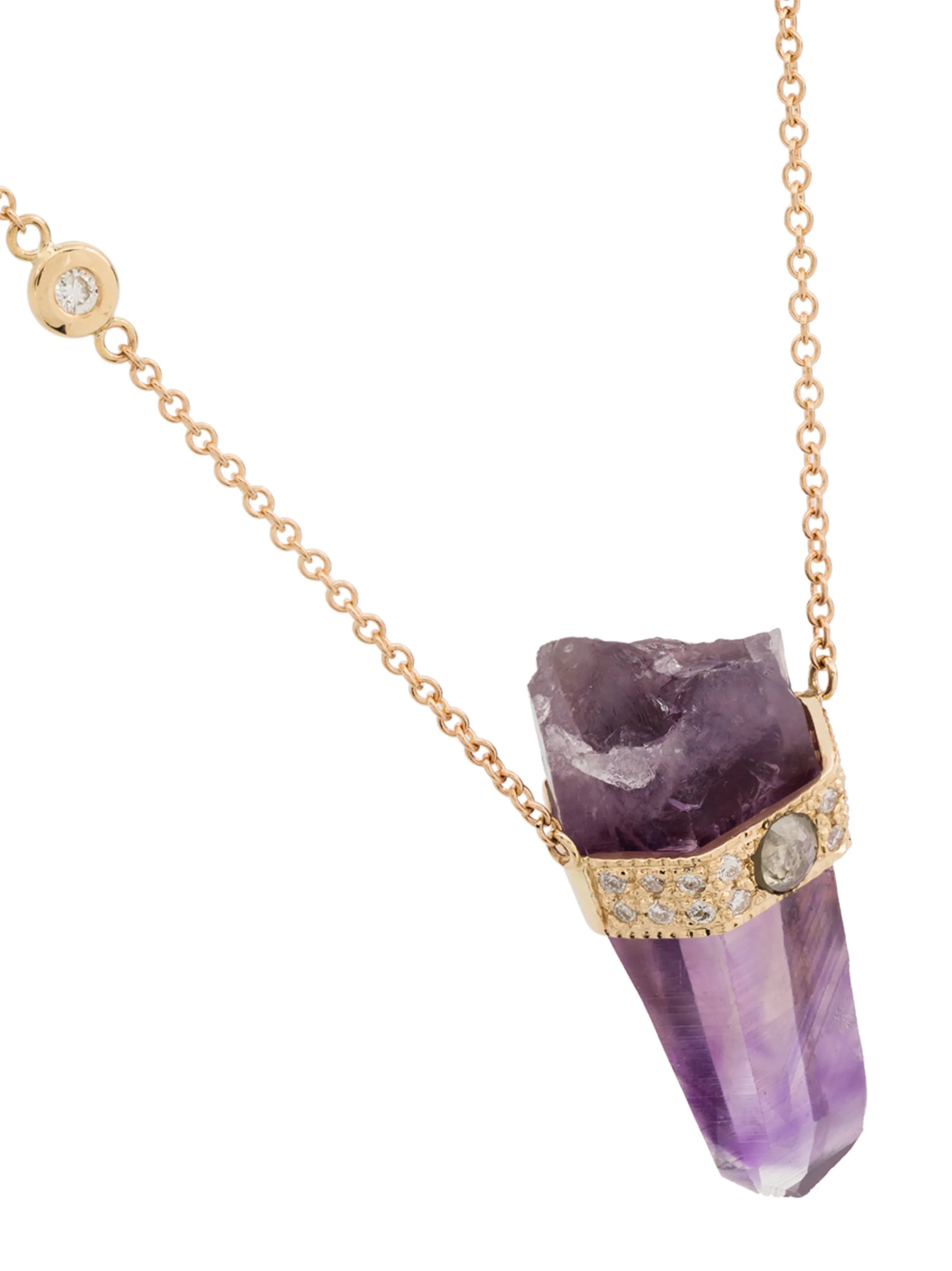 14kt rose gold amethyst-pendant necklace