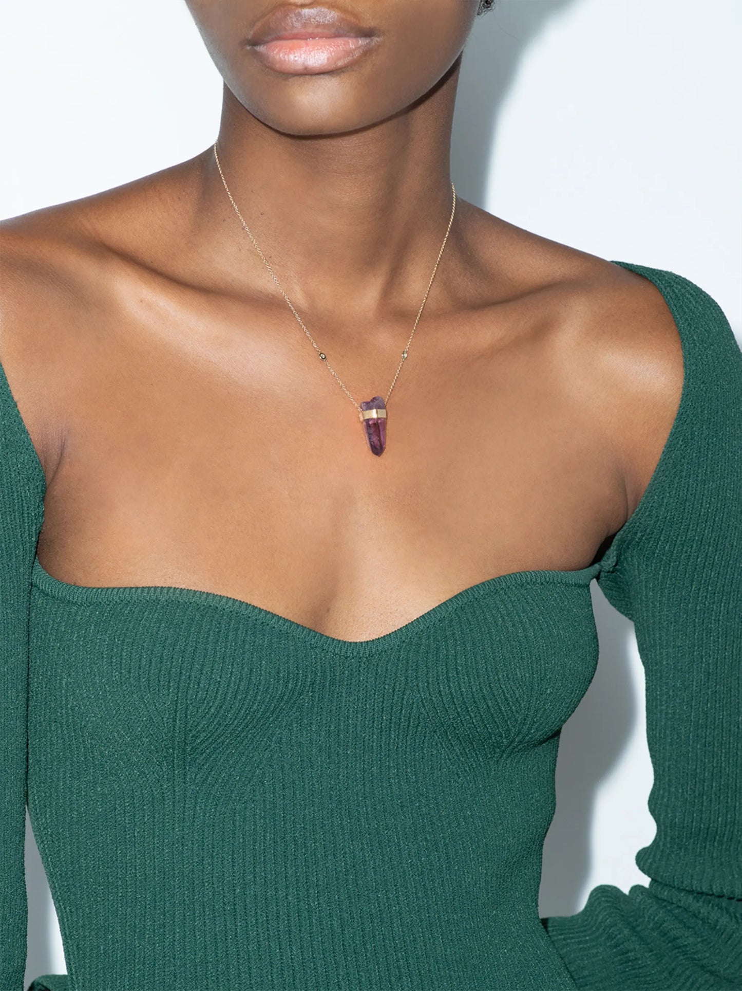 14kt rose gold amethyst-pendant necklace