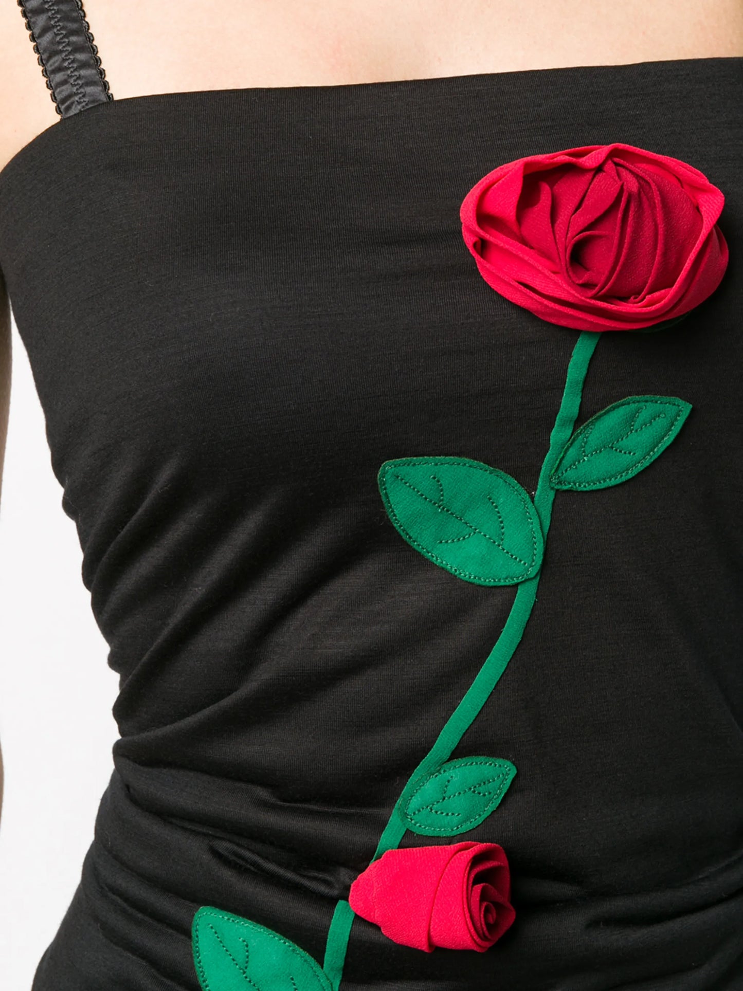 rose applique fitted dress