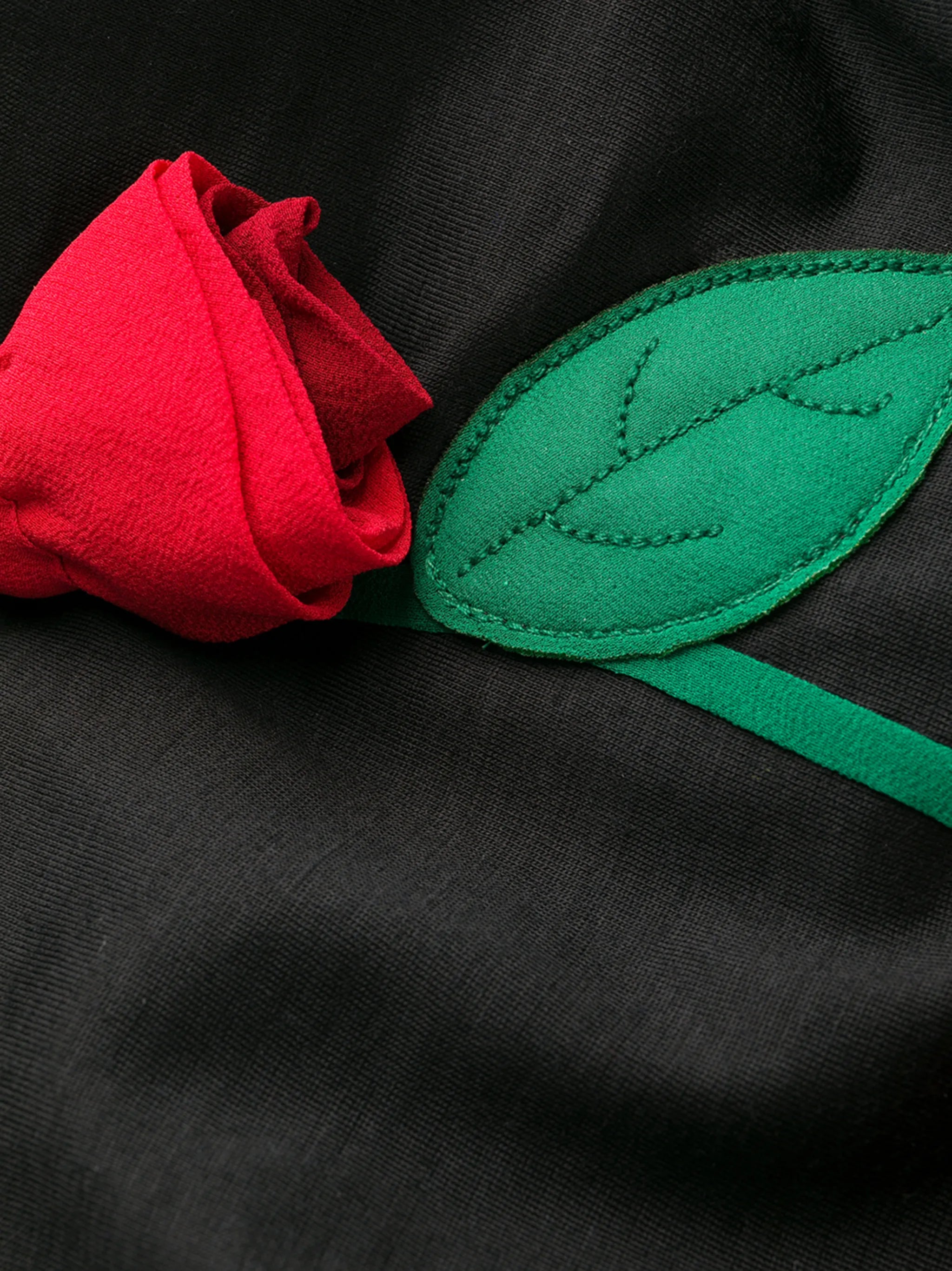 rose applique fitted dress