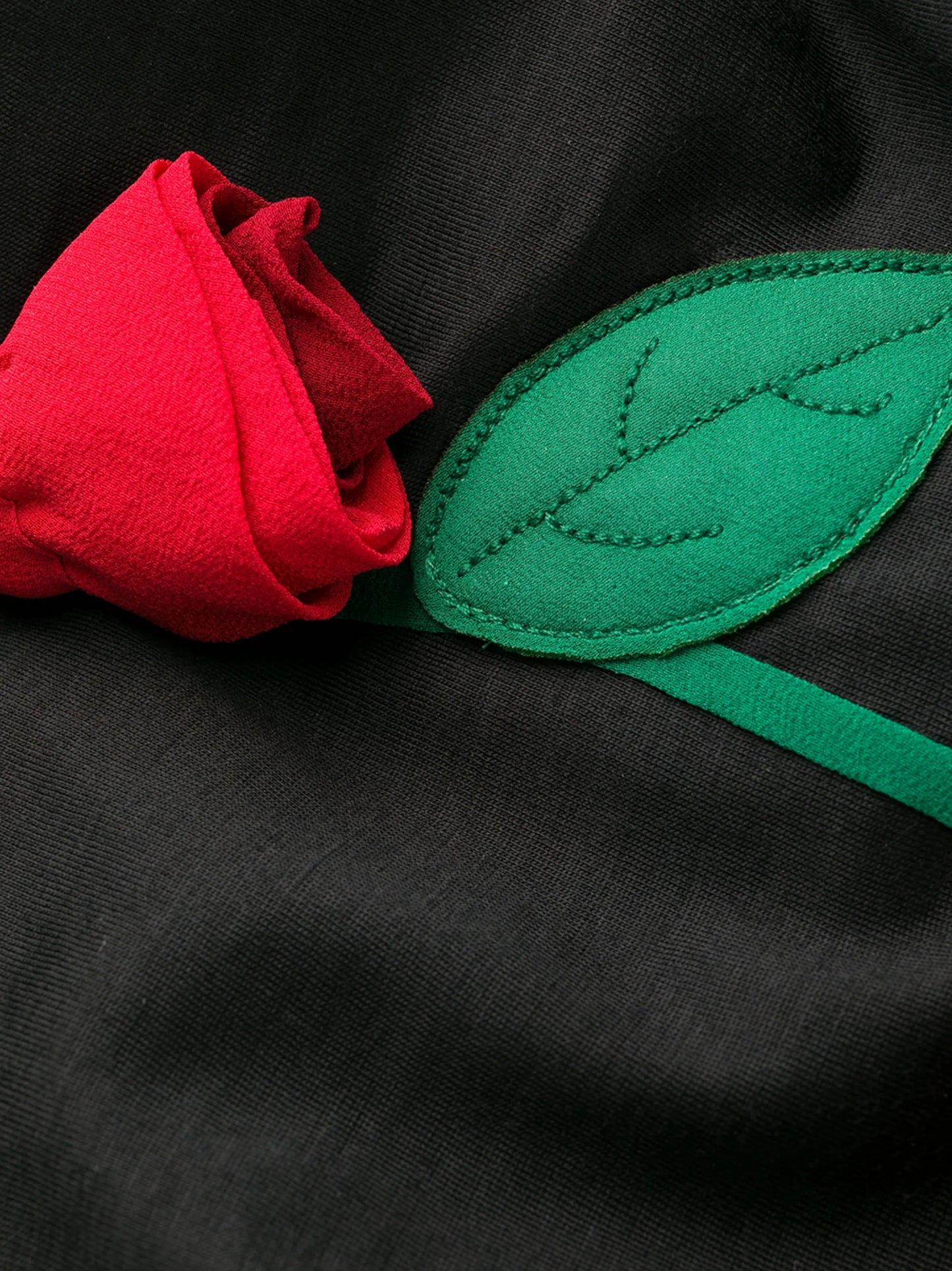 rose applique fitted dress
