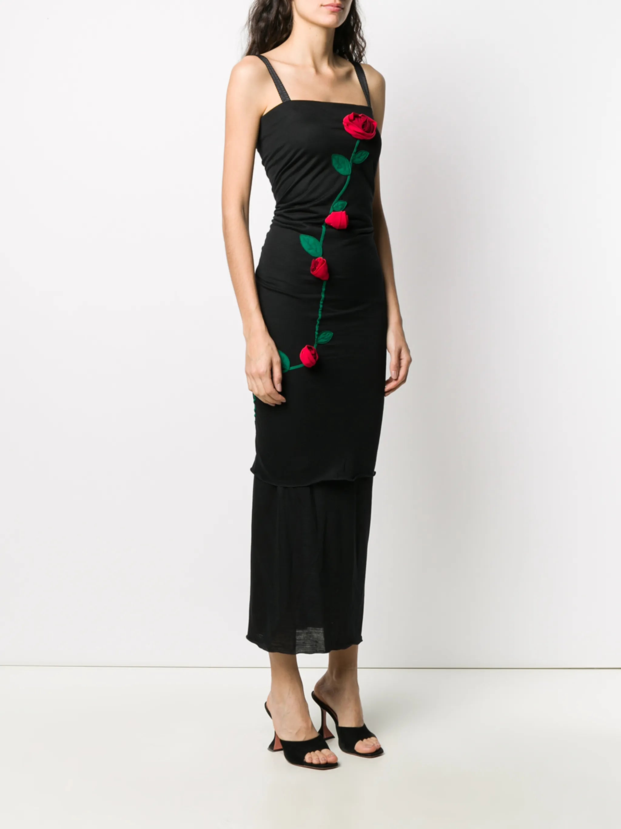 rose applique fitted dress