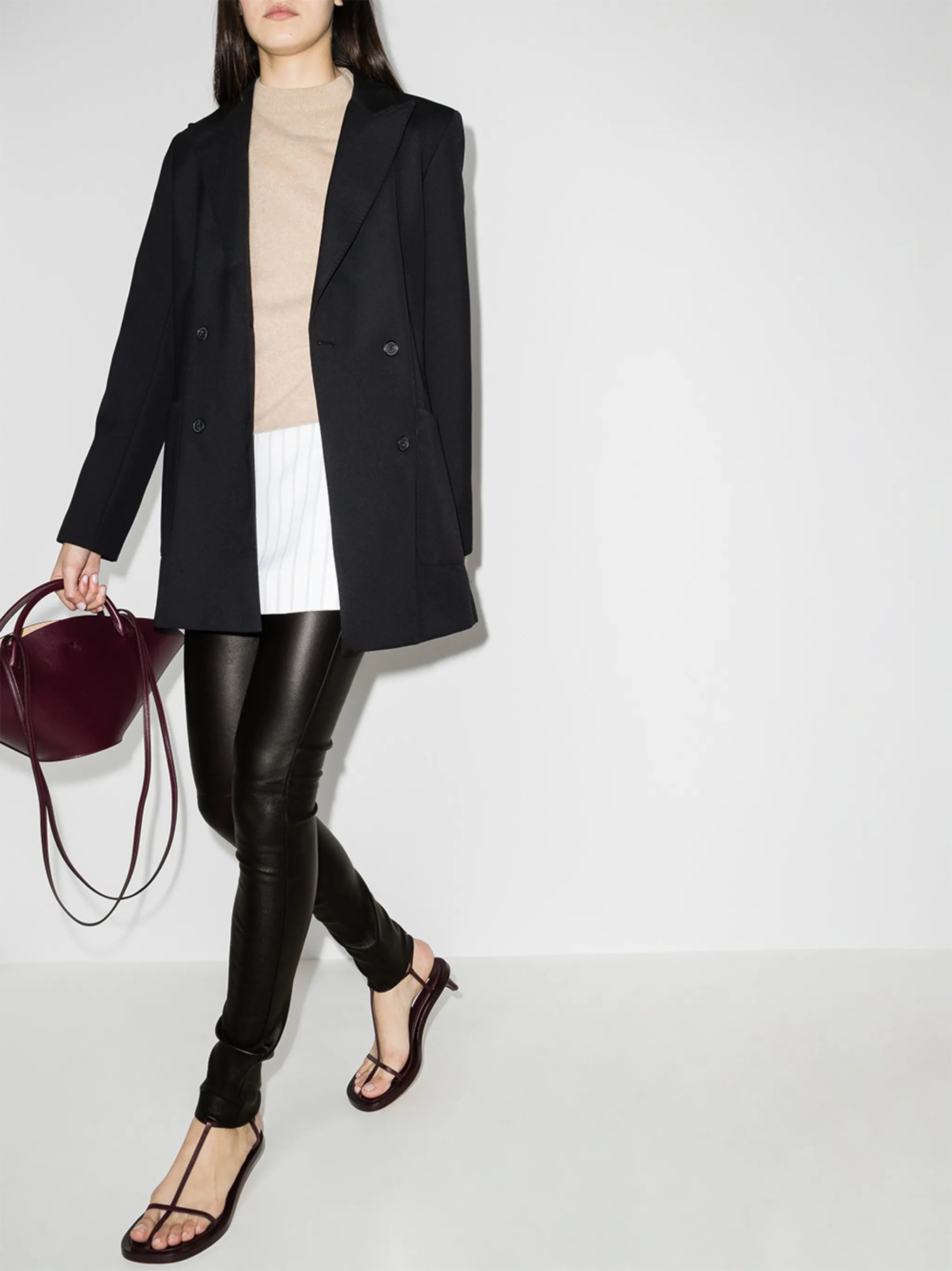 high-waist lambskin leggings