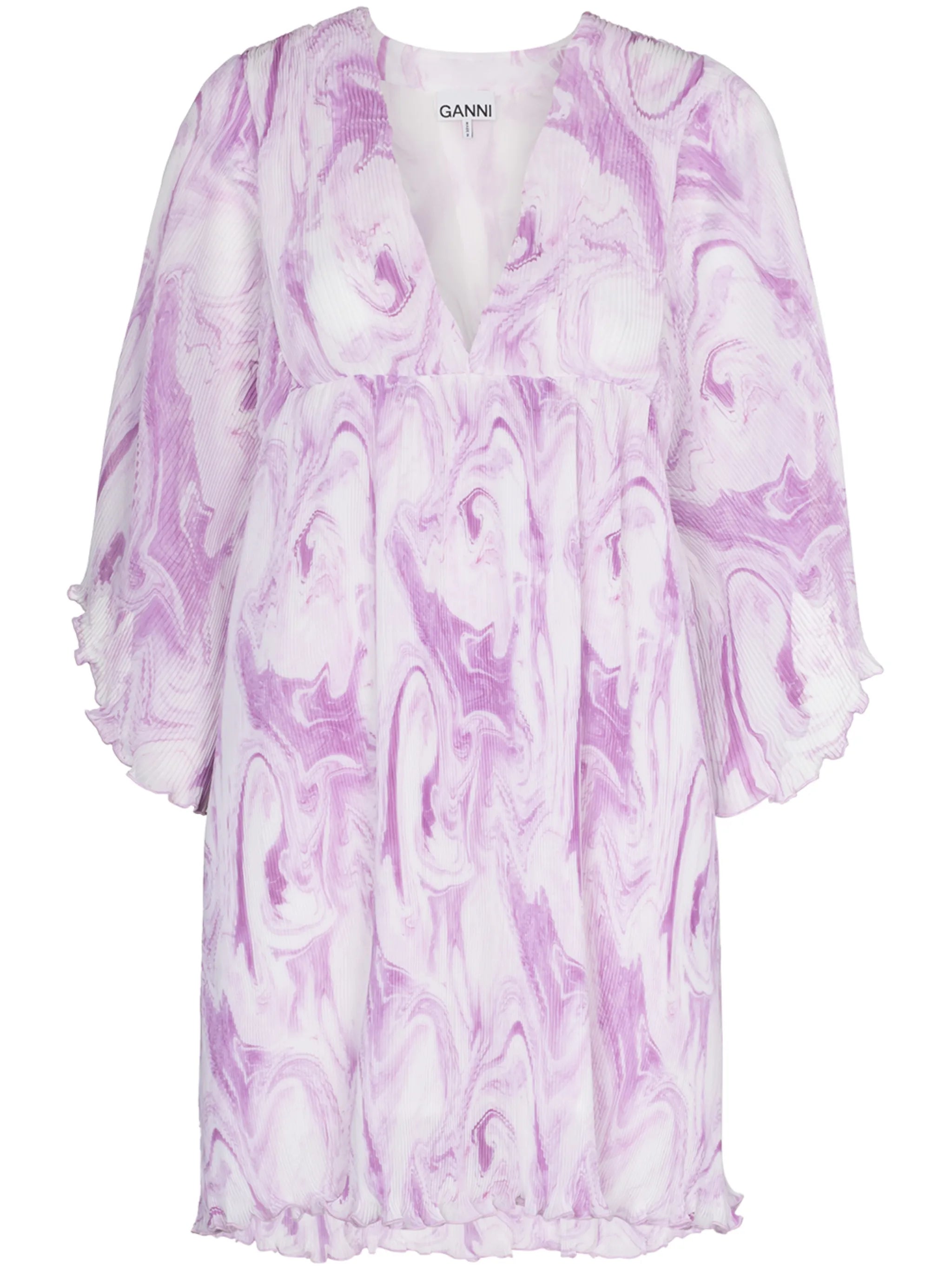swirl-print pleated minidress