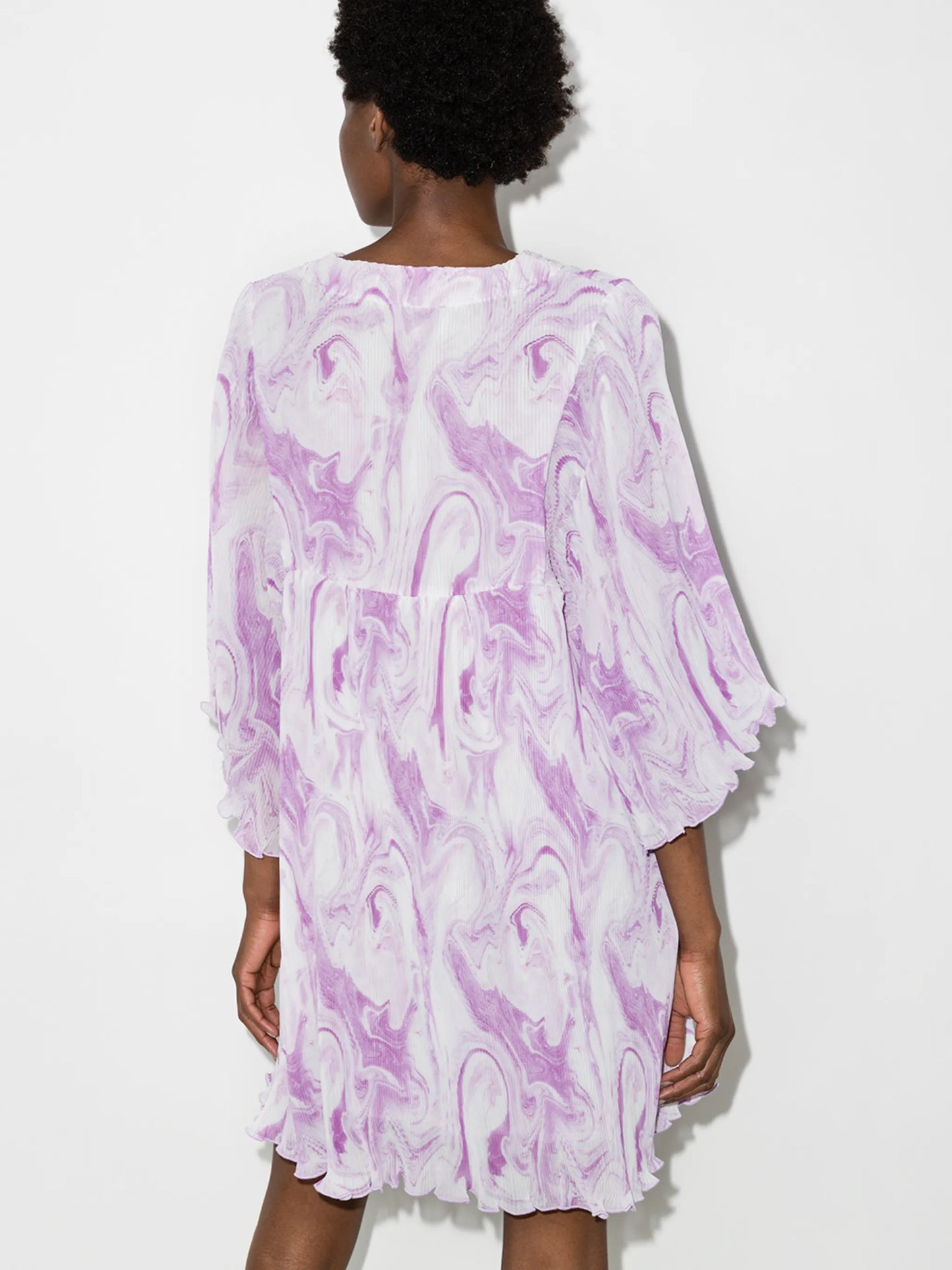 swirl-print pleated minidress